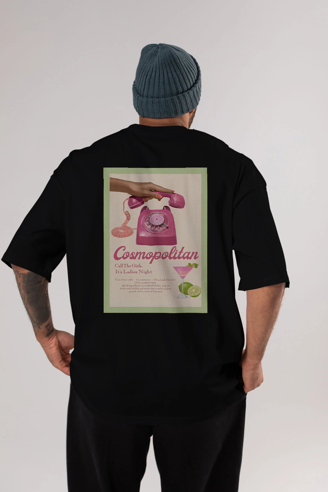 Cosmopolitan 5 Arka Baskılı Oversize t-shirt Erkek Kadın Unisex %100 Pamuk Bisiklet Yaka tişort