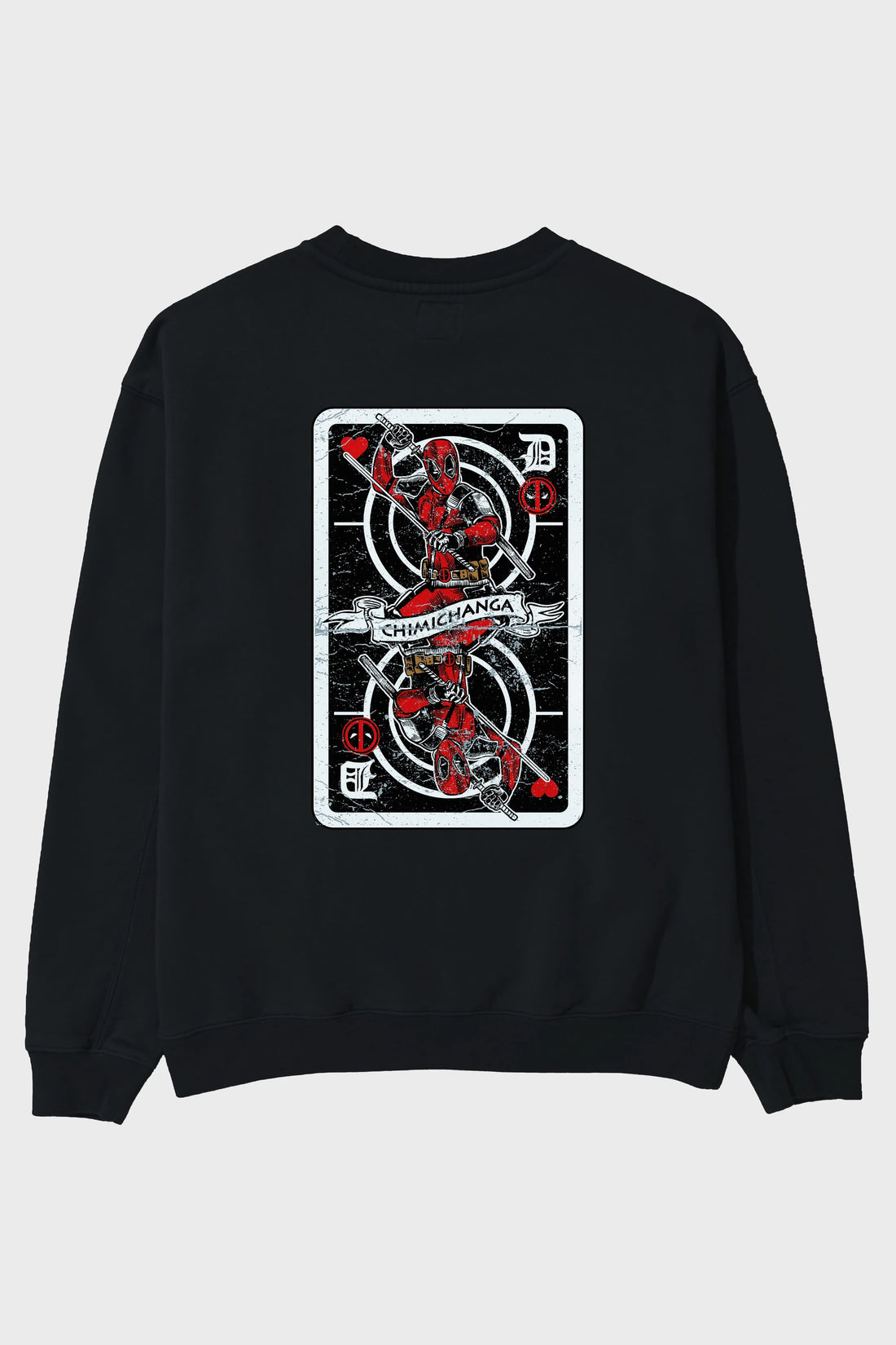 Deadpool Card Arka Baskılı Oversize Sweatshirt Erkek Kadın Unisex