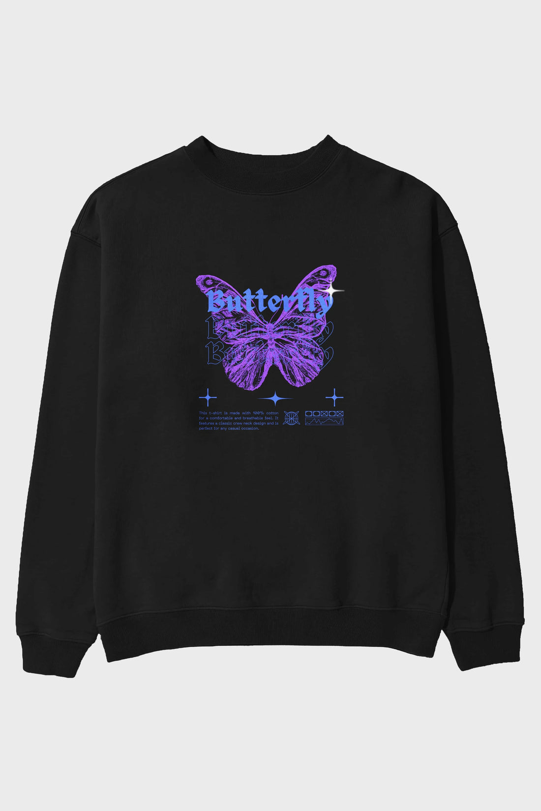 Butterfly Streetwear Ön Baskılı Oversize Sweatshirt Erkek Kadın Unisex