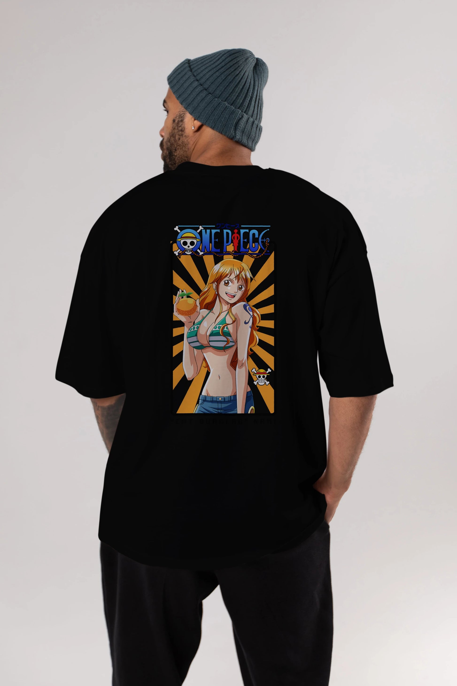 Nami Anime Arka Baskılı Oversize t-shirt Erkek Kadın Unisex %100 pamuk tişort