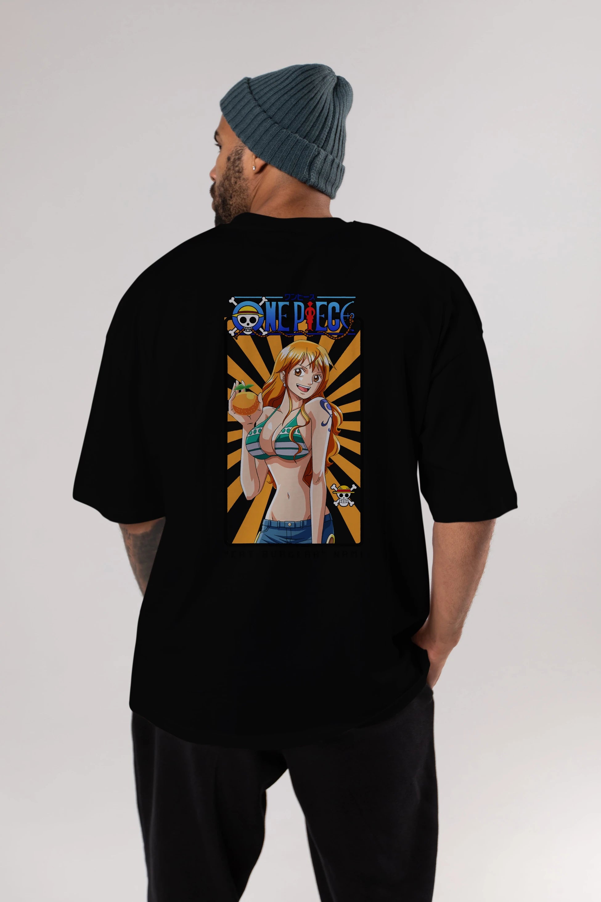 Nami Anime Arka Baskılı Oversize t-shirt Erkek Kadın Unisex %100 pamuk tişort