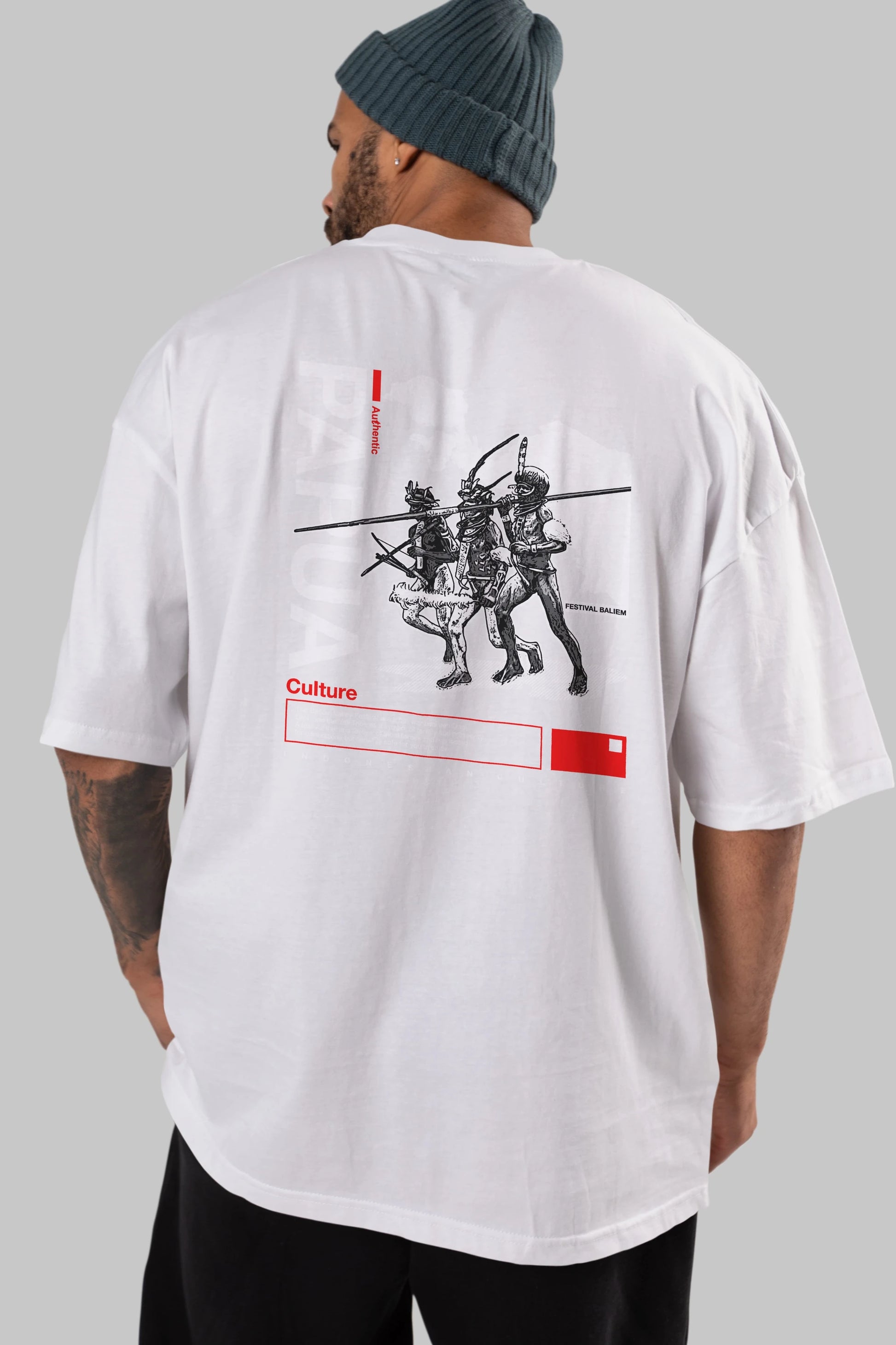Papua Culture Arka Baskılı Oversize t-shirt Erkek Kadın Unisex