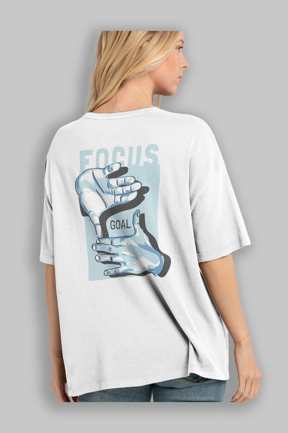 Focus Goal Arka Baskılı Oversize t-shirt Erkek Kadın Unisex