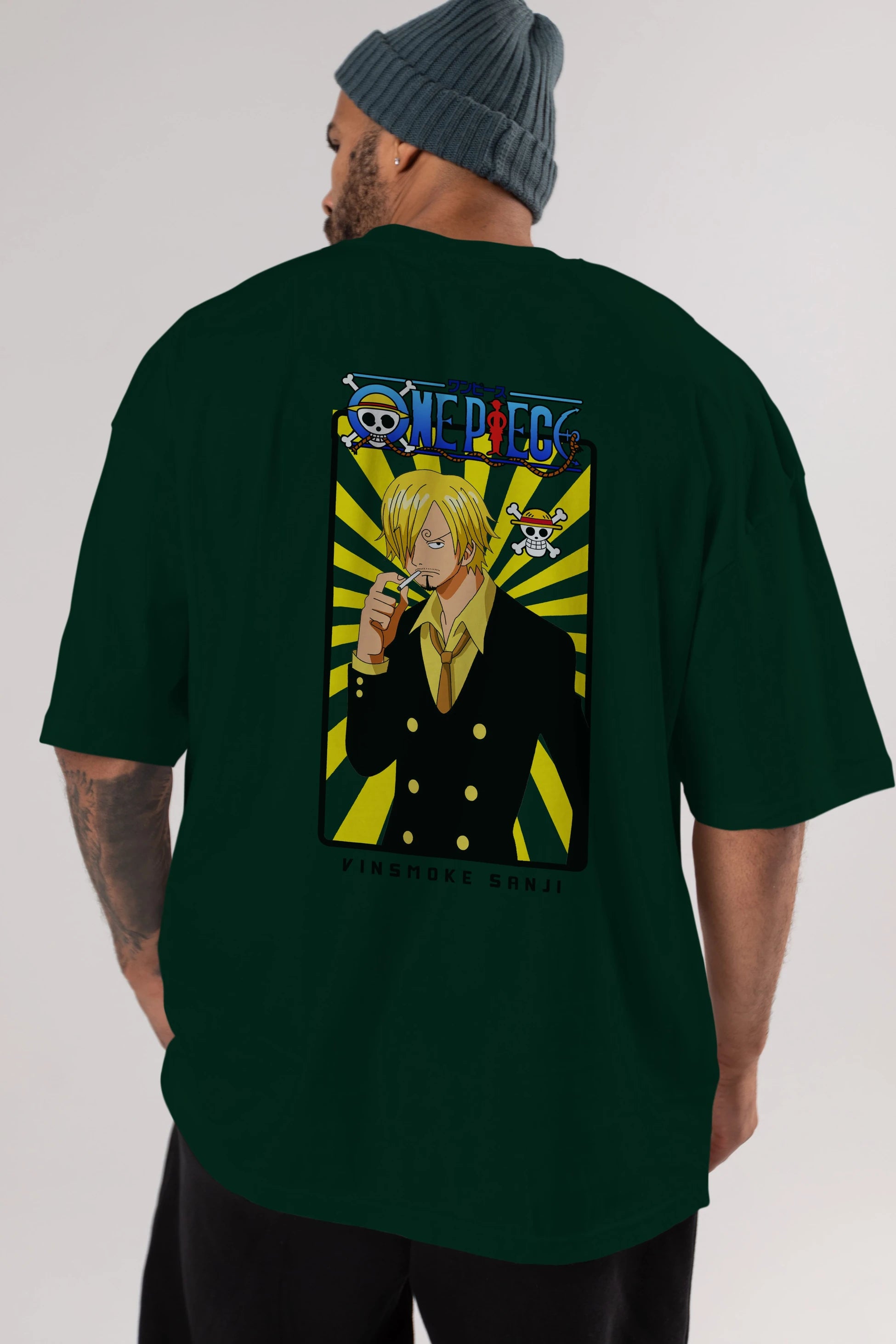 Sanji 4 Anime Arka Baskılı Oversize t-shirt Erkek Kadın Unisex %100 pamuk tişort