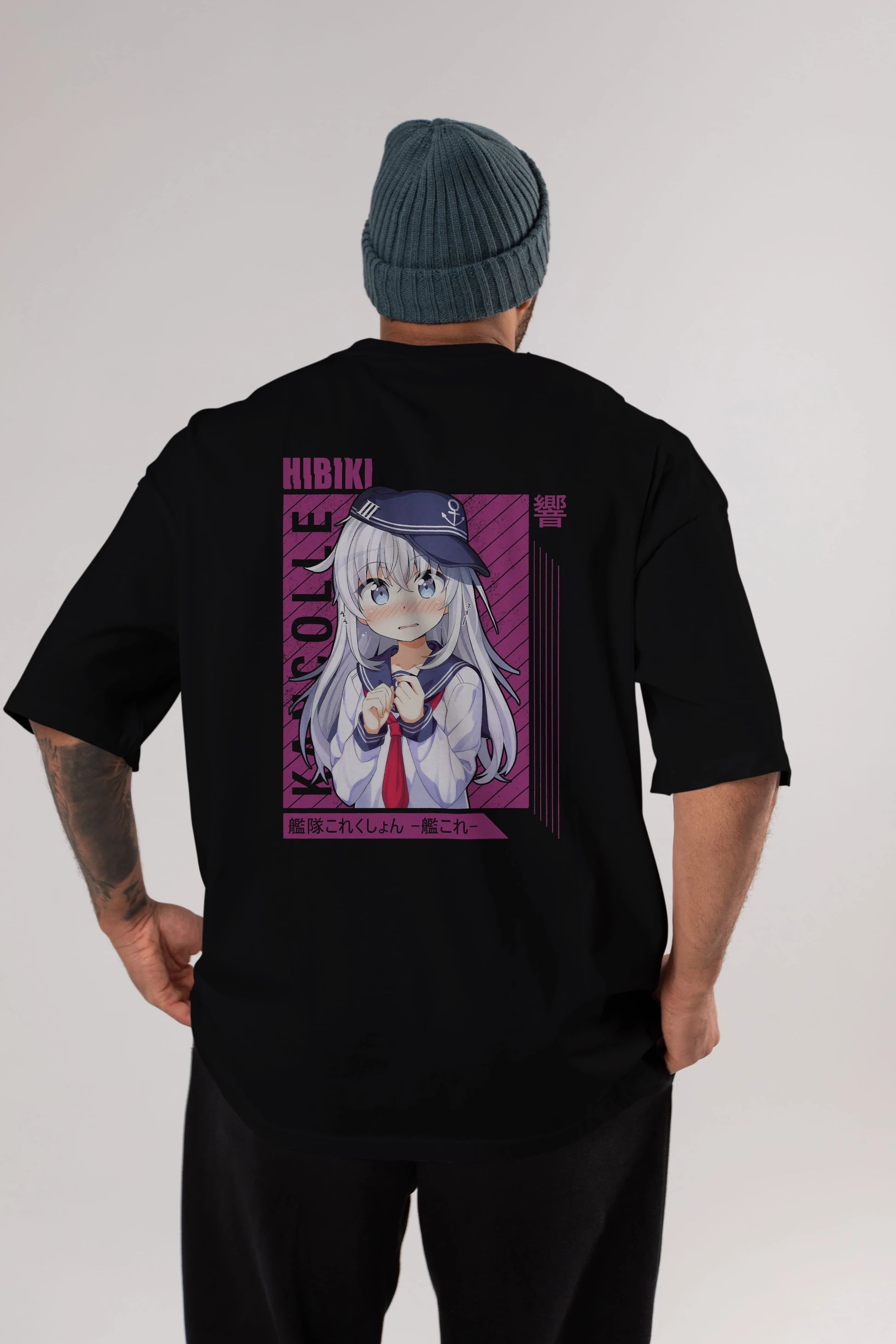 Hibiki 4 Anime Arka Baskılı Oversize t-shirt Erkek Kadın Unisex