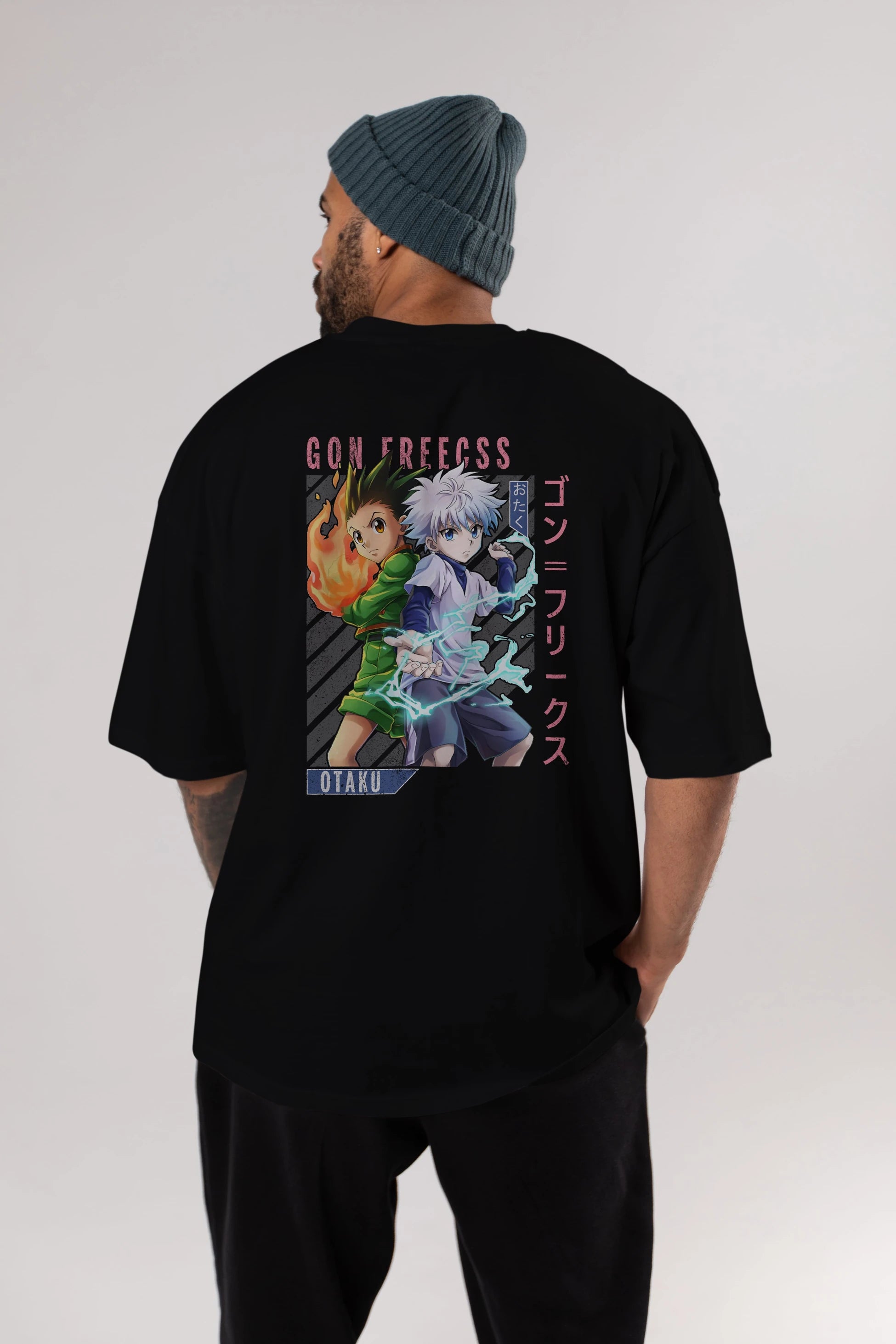 Gon Freecss HUNTER X HUNTER 1 Anime Arka Baskılı Oversize t-shirt Erkek Kadın Unisex