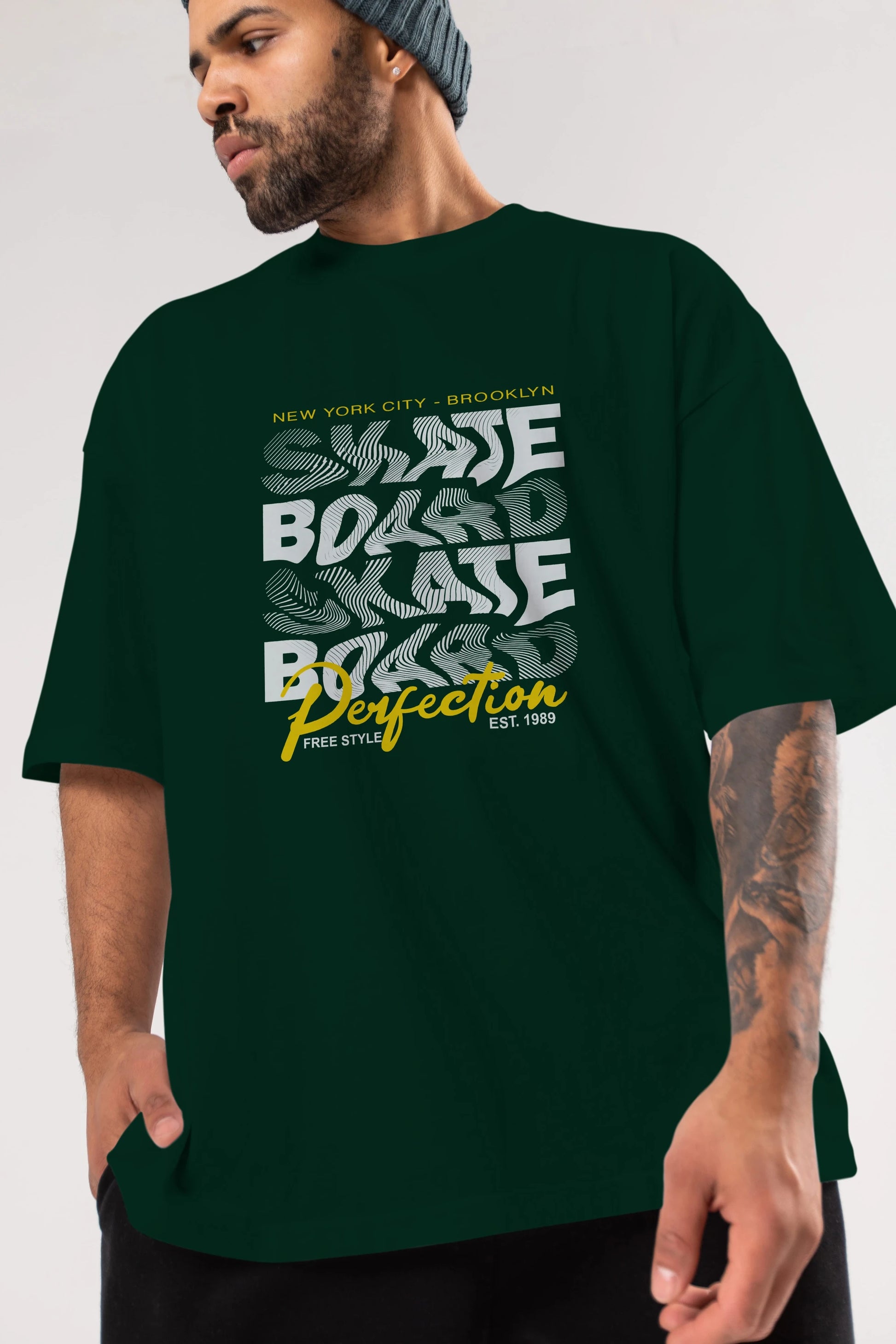 New York City and Brooklyn Ön Baskılı Oversize t-shirt Erkek Kadın Unisex
