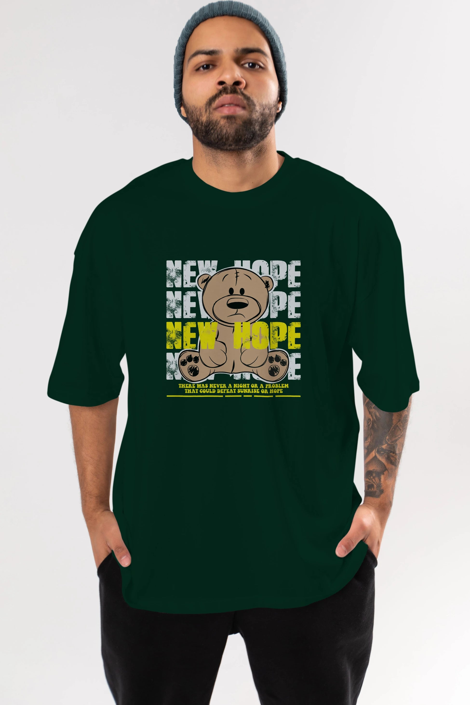 Teddy Bear New Hope Ön Baskılı Oversize t-shirt Erkek Kadın Unisex