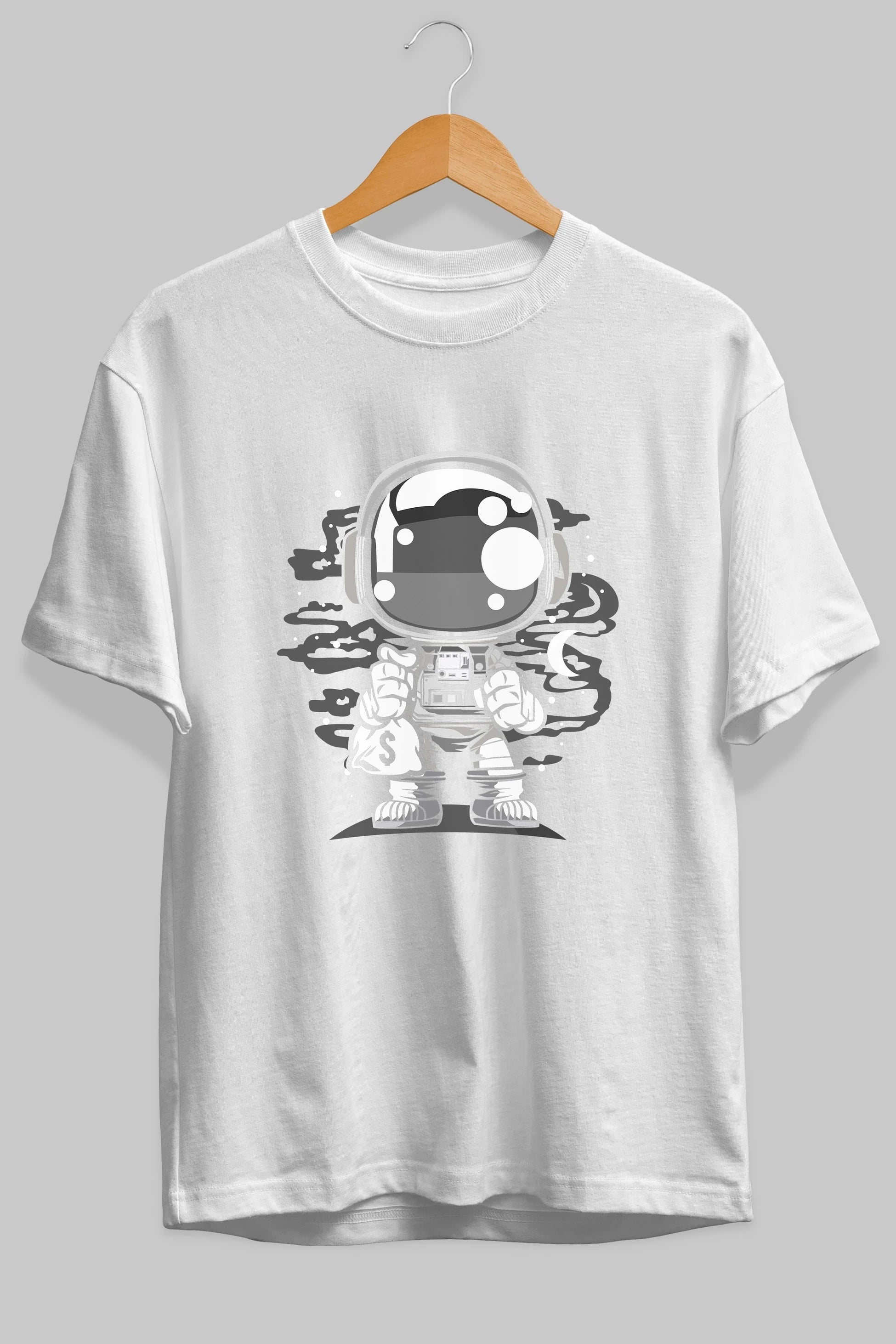 Astronaut Chibi Ön Baskılı Oversize t-shirt Erkek Kadın Unisex
