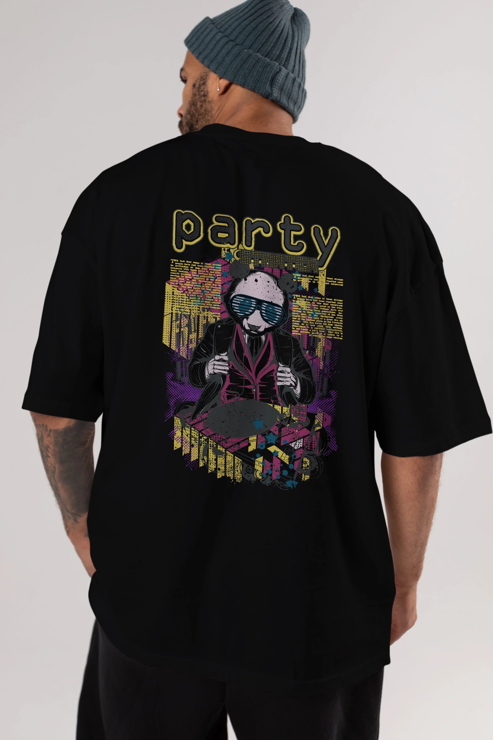 Party Starter Arka Baskılı Oversize t-shirt Erkek Kadın Unisex
