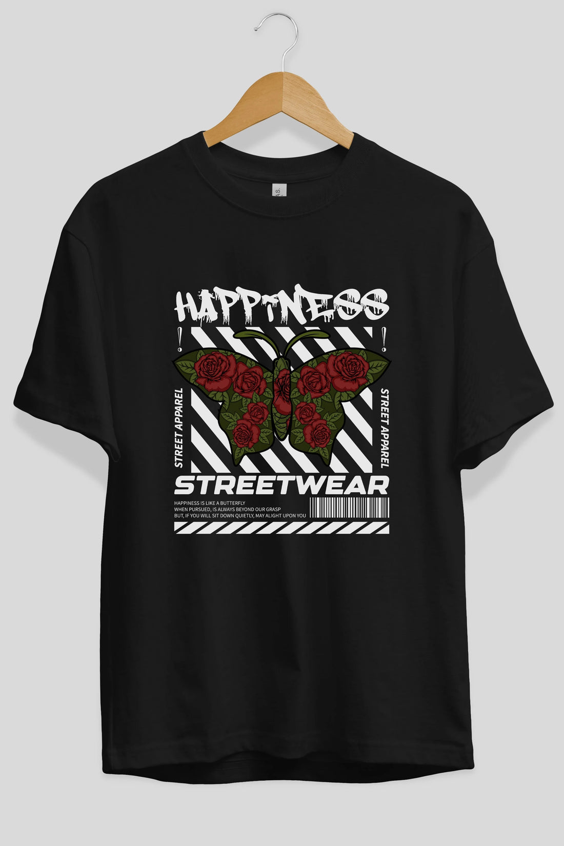 Happiness Streetwear Ön Baskılı Oversize t-shirt Erkek Kadın Unisex