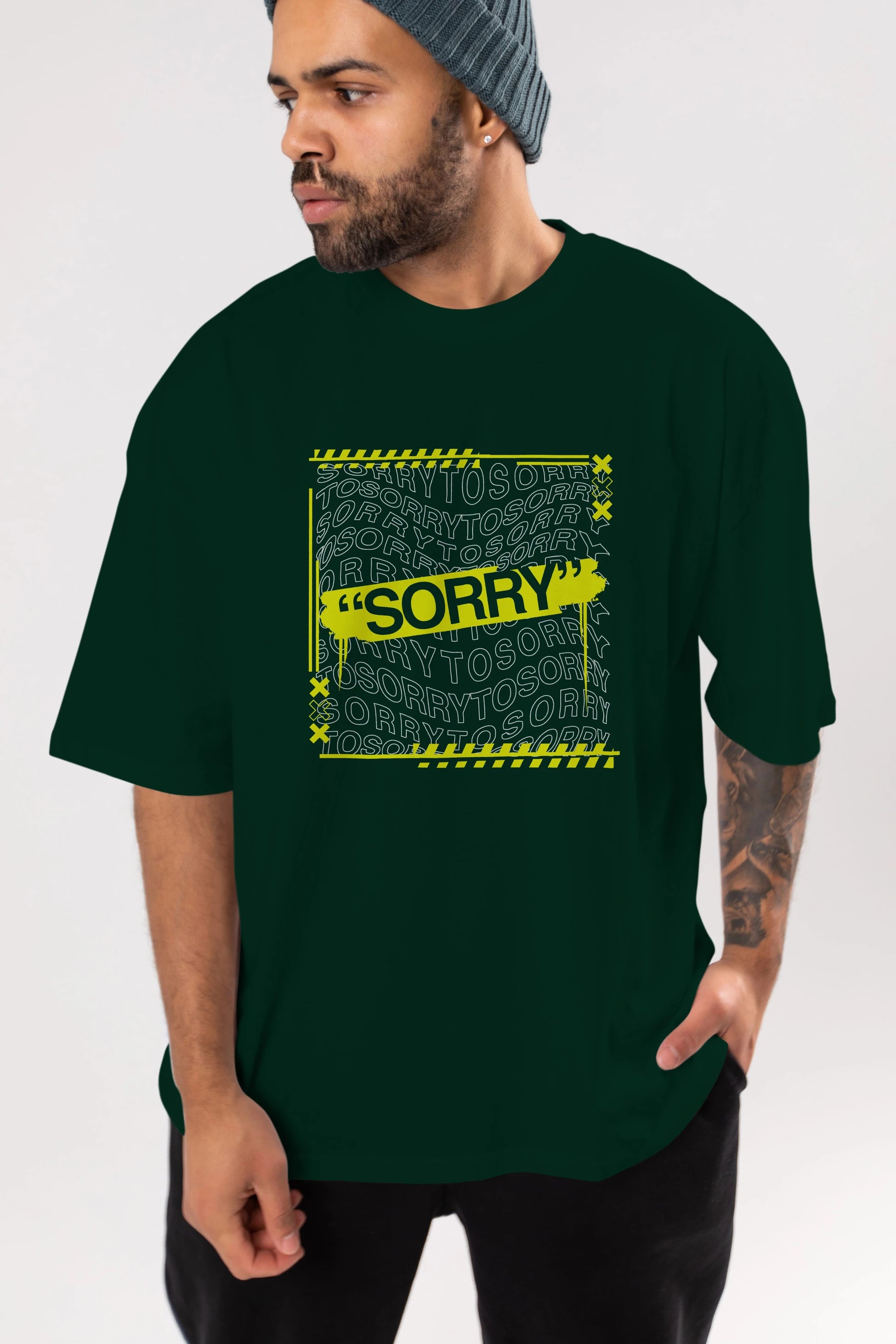 Sorry to Sorry Ön Baskılı Oversize t-shirt Erkek Kadın Unisex