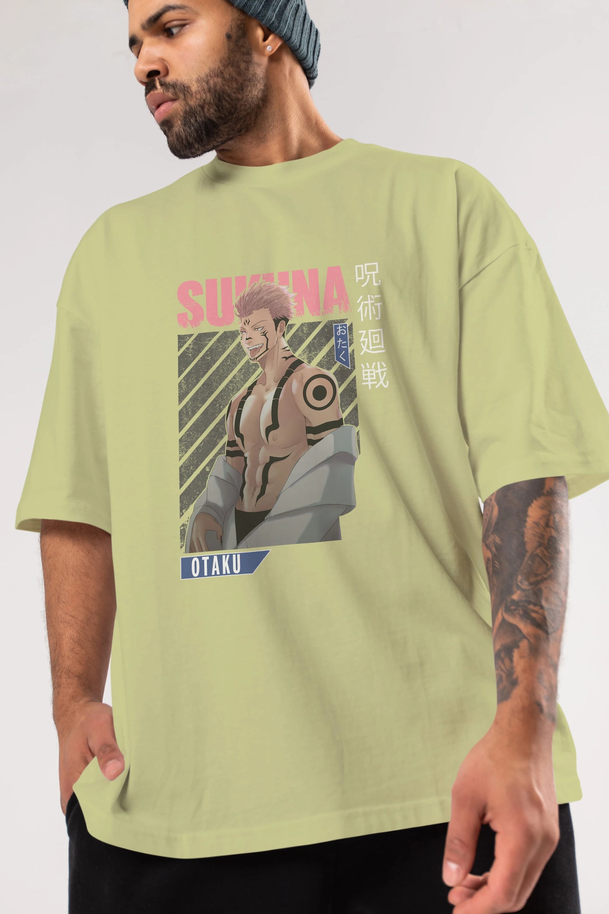 Sukuna Ryoumen Anime Ön Baskılı Oversize t-shirt %100 pamuk Erkek Kadın Unisex