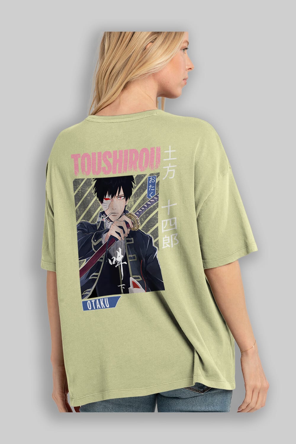 Toushirou Hijikata 1 Anime Arka Baskılı Oversize t-shirt Erkek Kadın Unisex