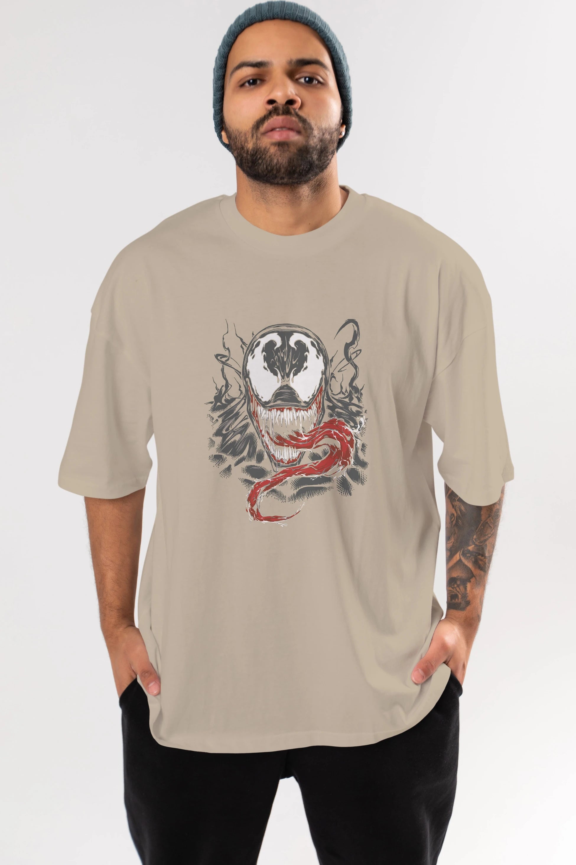 Venom (18) Ön Baskılı Oversize t-shirt Erkek Kadın Unisex %100 Pamuk Bisiklet Yaka tişort