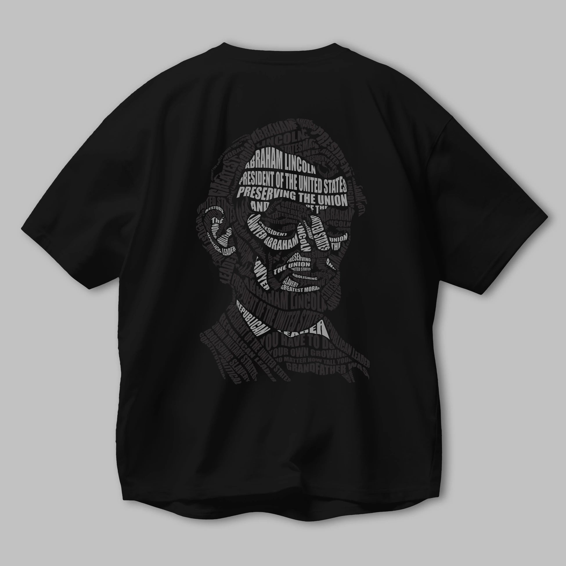 Abraham Lincoln Calligram Arka Baskılı Oversize t-shirt %100 pamuk Erkek Kadın Unisex