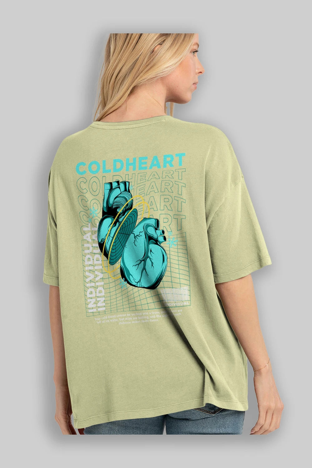 Cold Heart Arka Baskılı Oversize t-shirt Erkek Kadın Unisex