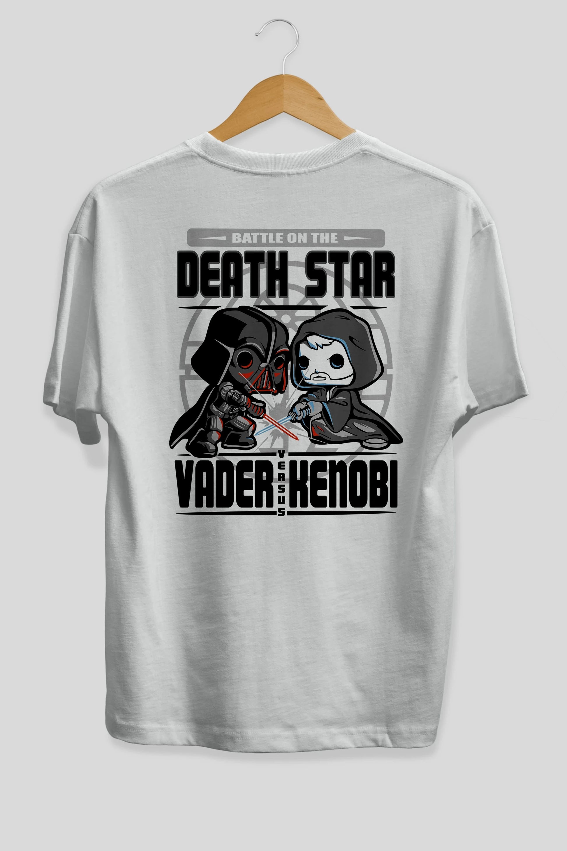 Vader Kenobi Arka Baskılı Oversize t-shirt Erkek Kadın Unisex %100 Pamuk Bisiklet Yaka tişort