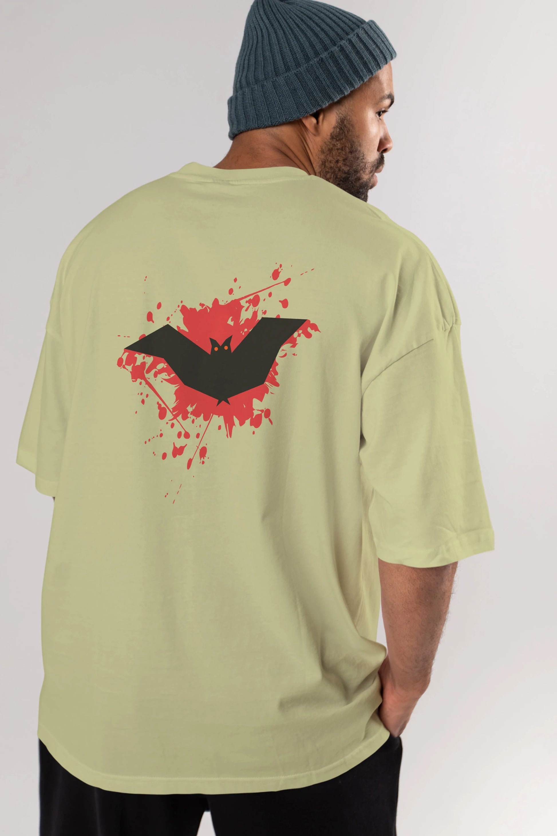 Halloween Arka Baskılı Oversize t-shirt Erkek Kadın Unisex