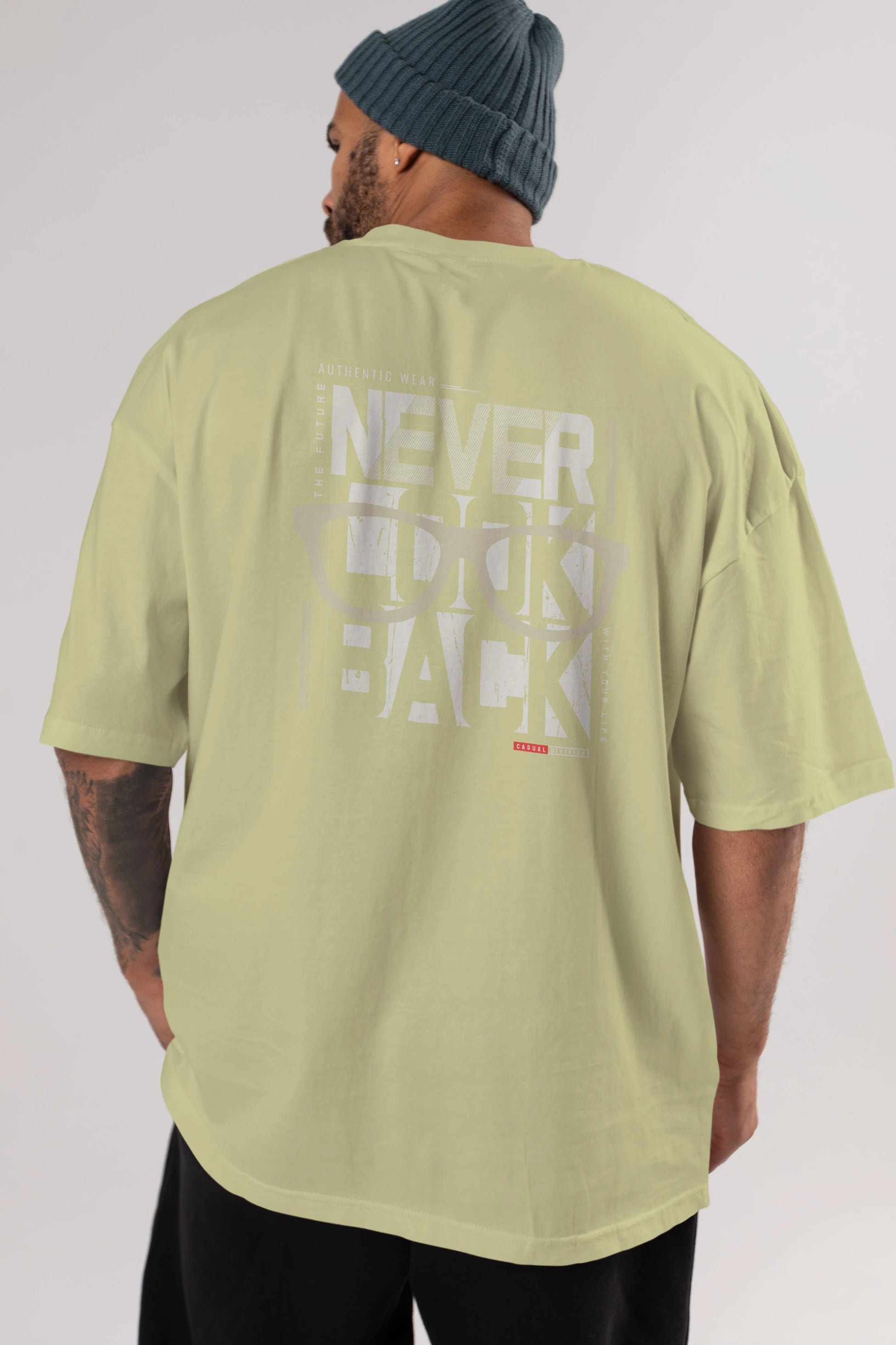 Never Look Back Arka Baskılı Oversize t-shirt Erkek Kadın Unisex