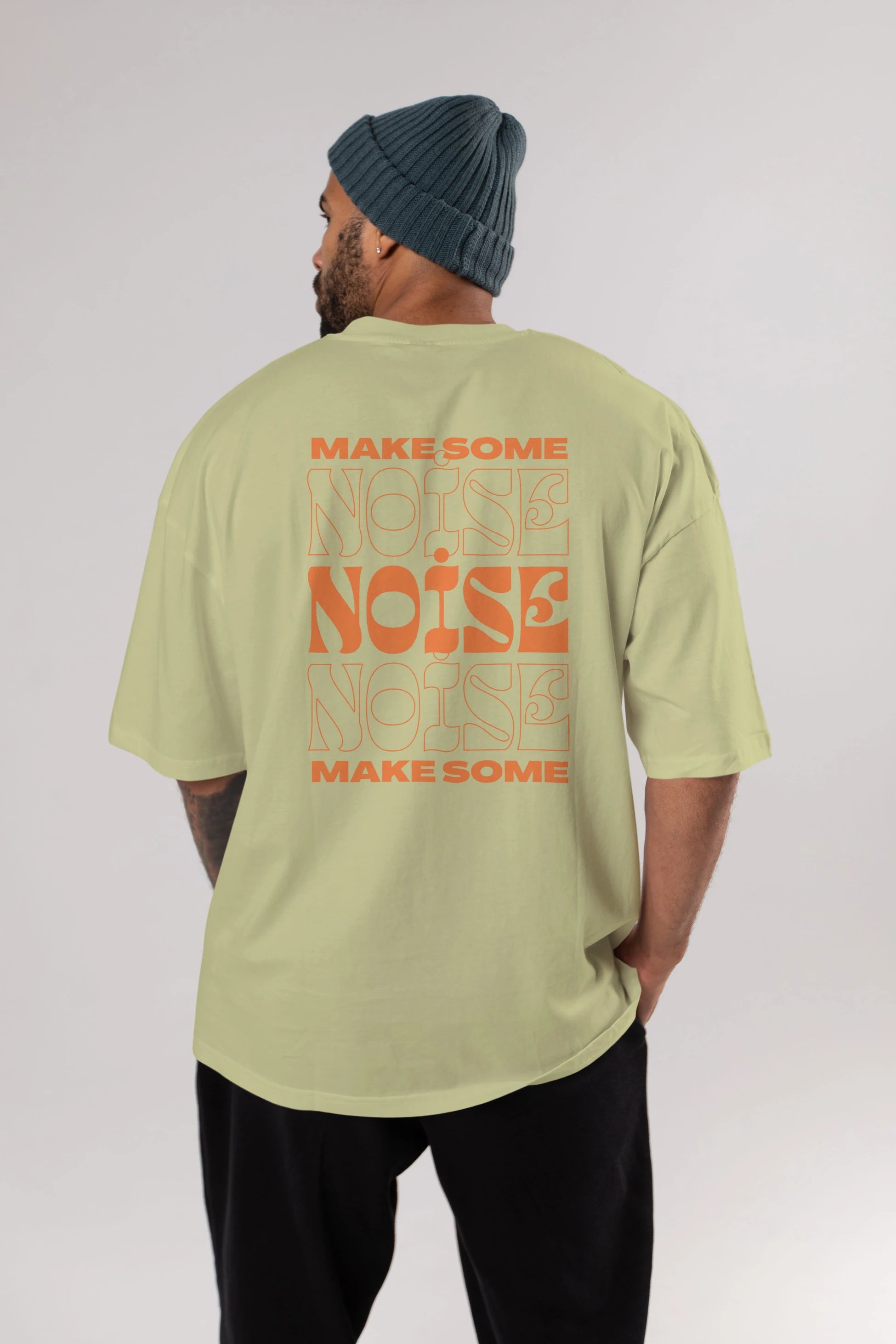 Make Some Noise Yazılı 2 Arka Baskılı Oversize t-shirt Erkek Kadın Unisex