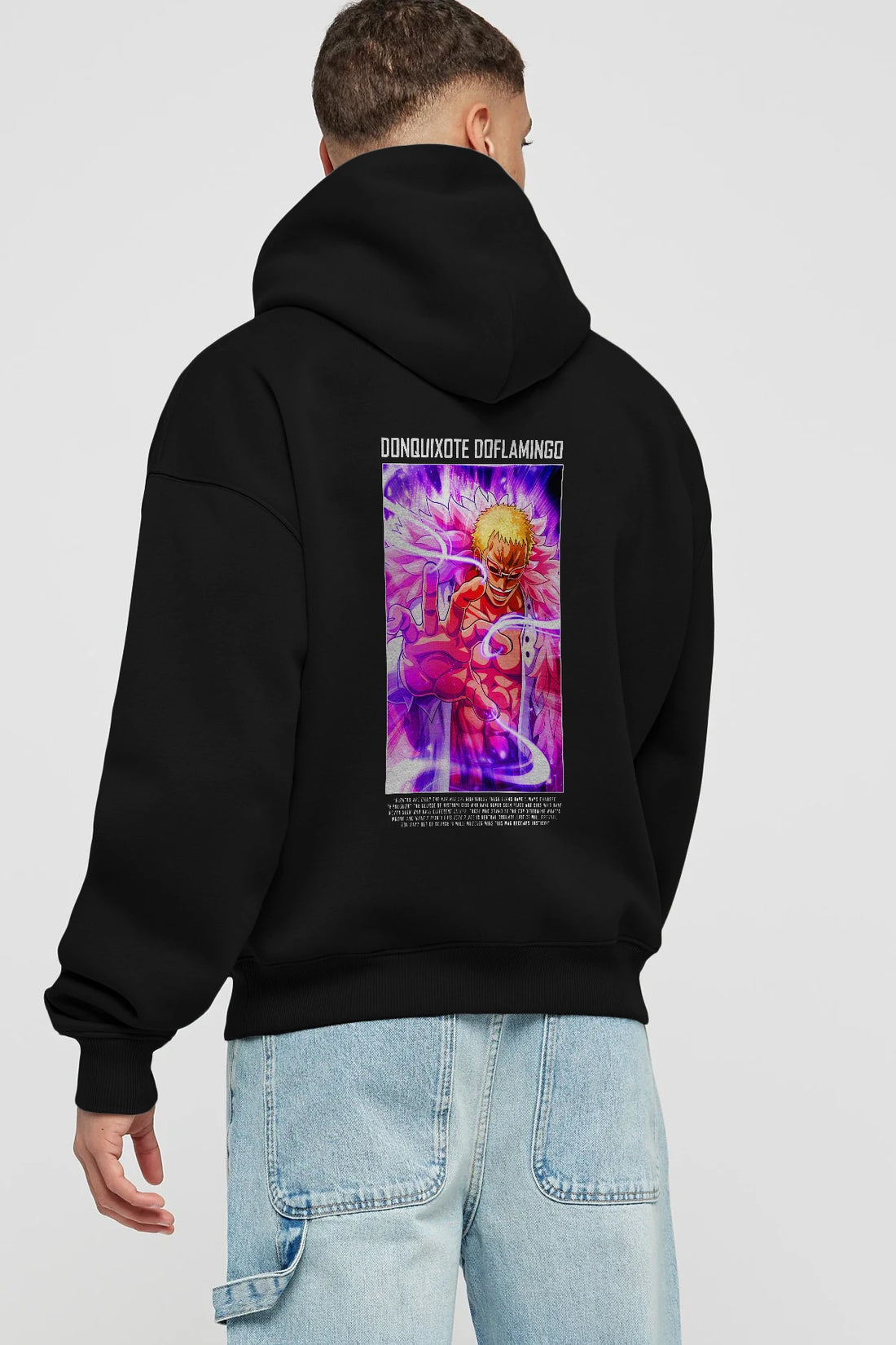 Doflamingo Anime Arka Baskılı Hoodie Oversize Kapüşonlu Sweatshirt Erkek Kadın Unisex