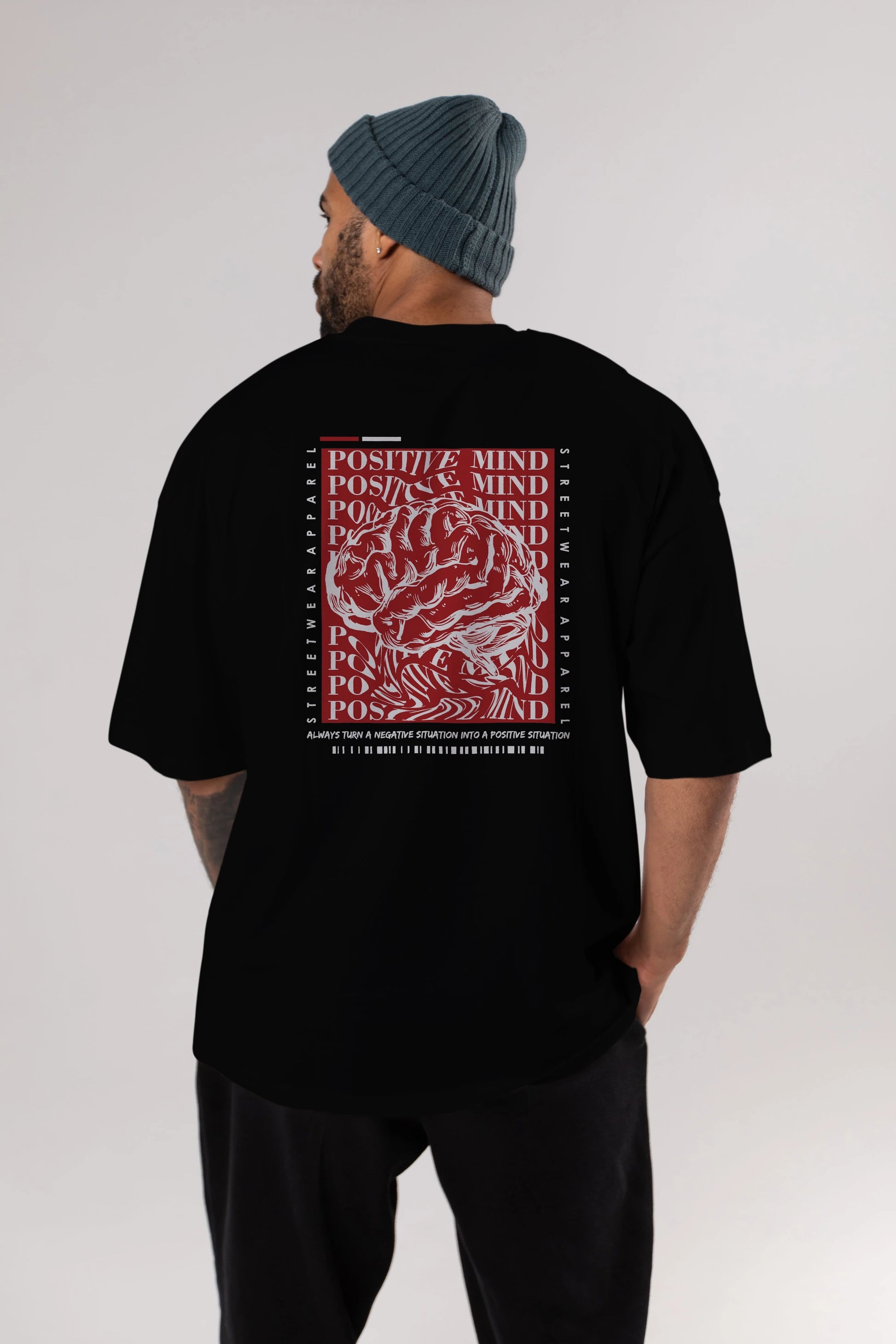 Positive Mind Arka Baskılı Oversize t-shirt Erkek Kadın Unisex