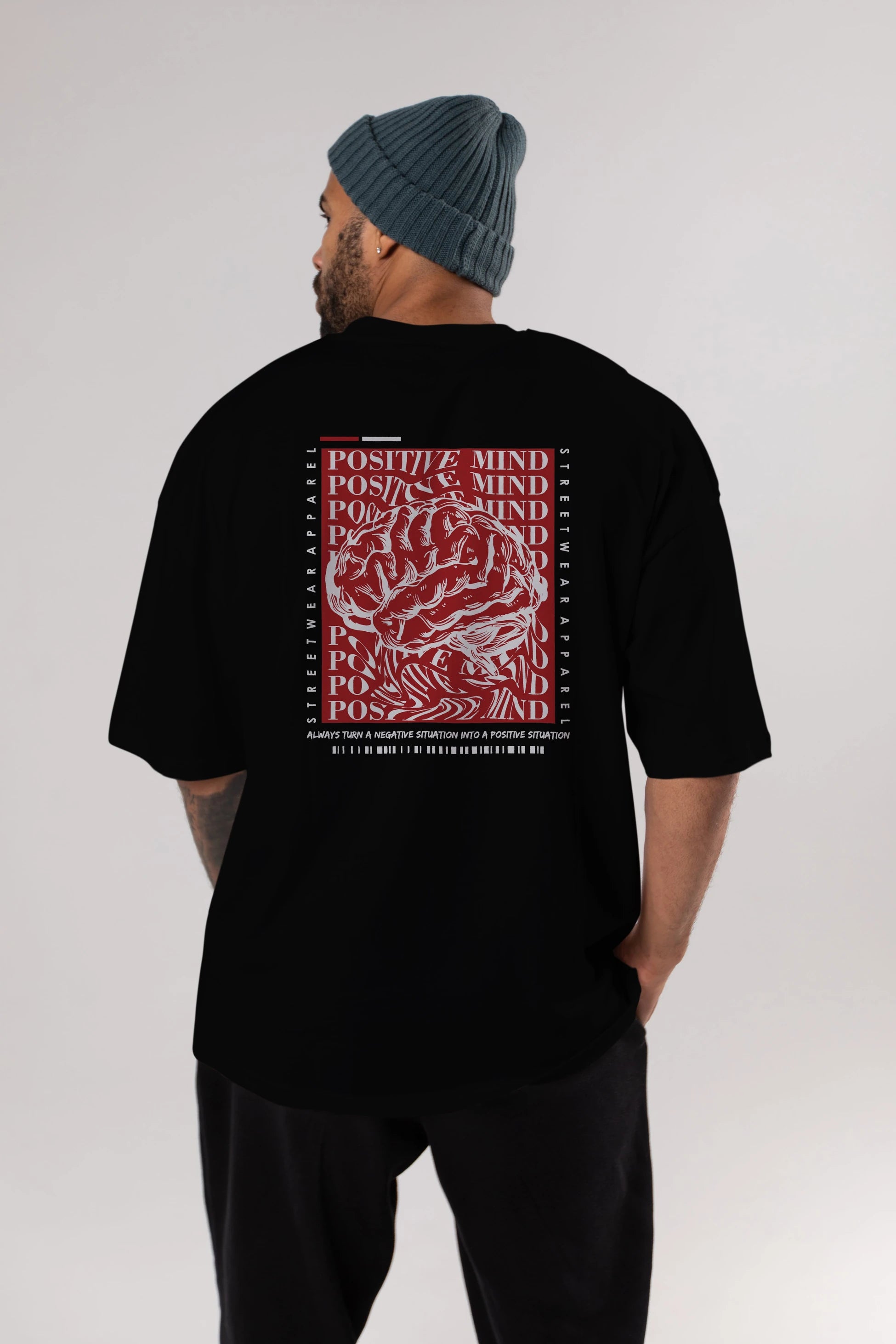 Positive Mind Arka Baskılı Oversize t-shirt Erkek Kadın Unisex