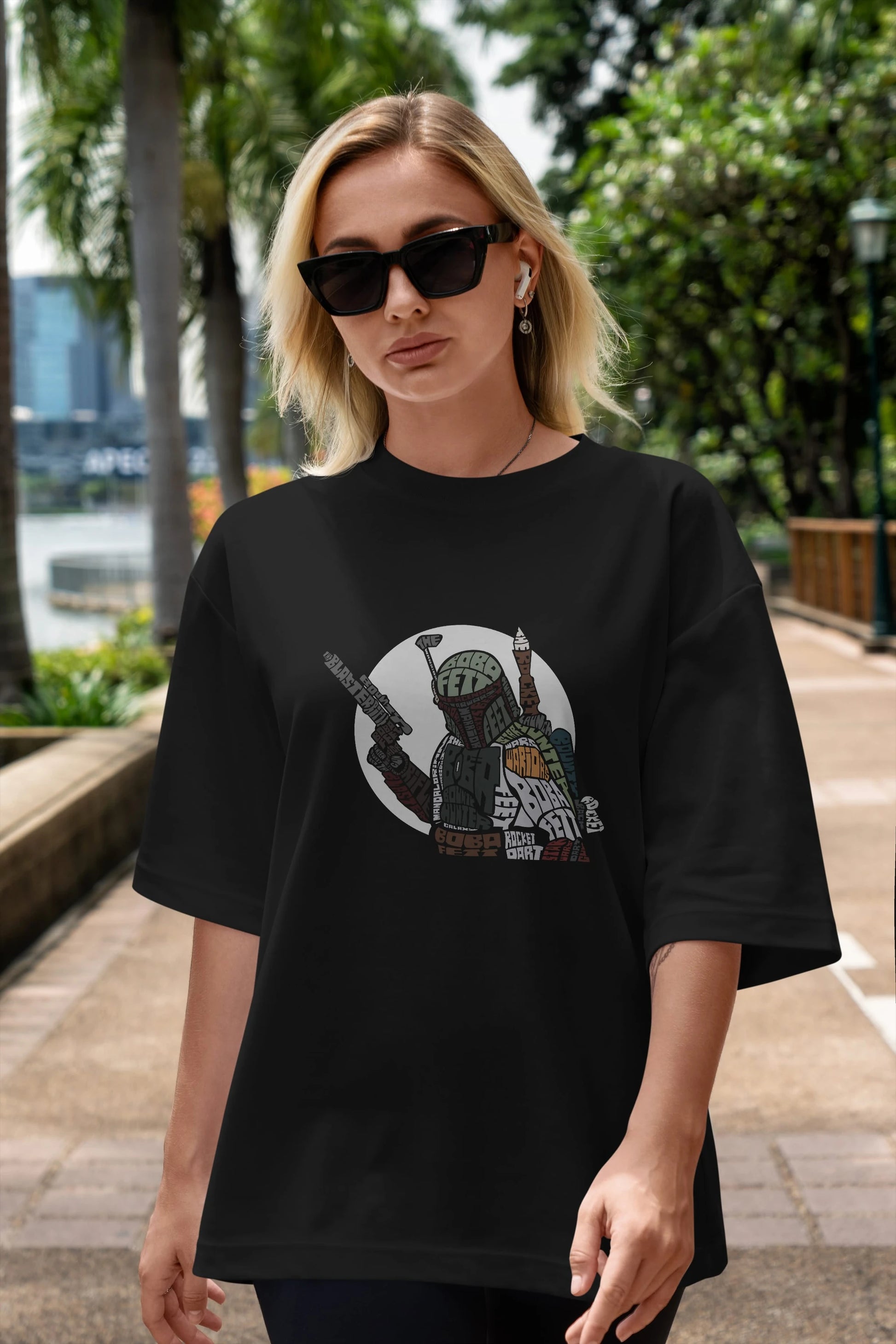Boba Fett Ön Baskılı Oversize t-shirt %100 pamuk Erkek Kadın Unisex