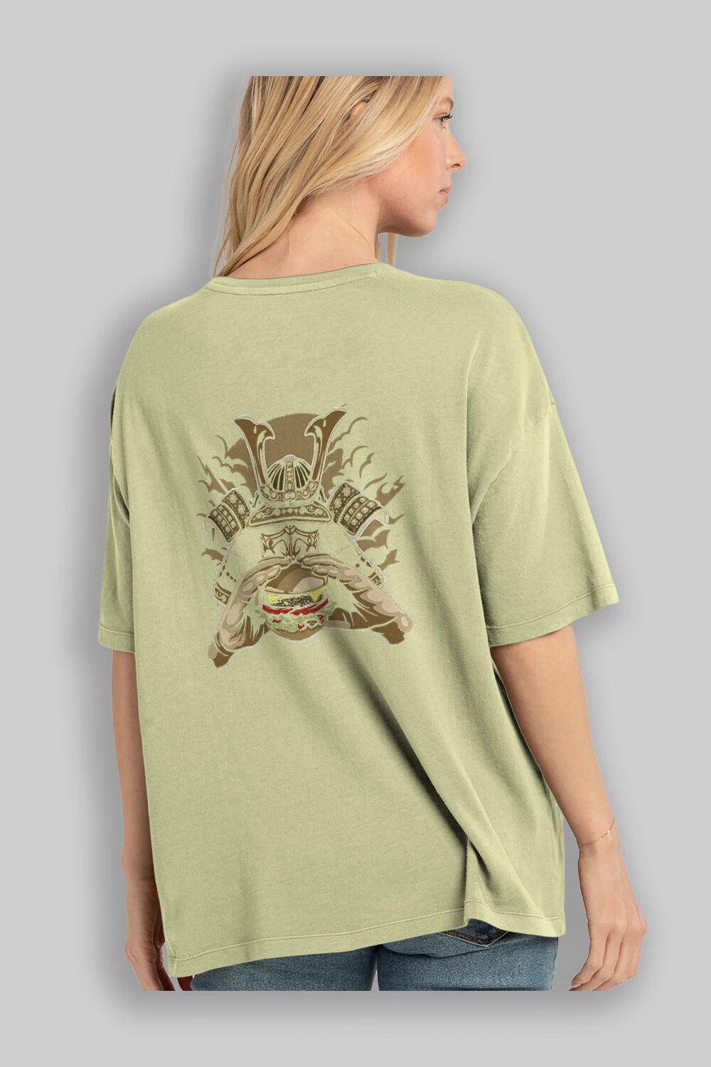 Samurai Burger Arka Baskılı Oversize t-shirt Erkek Kadın Unisex %100 Pamuk