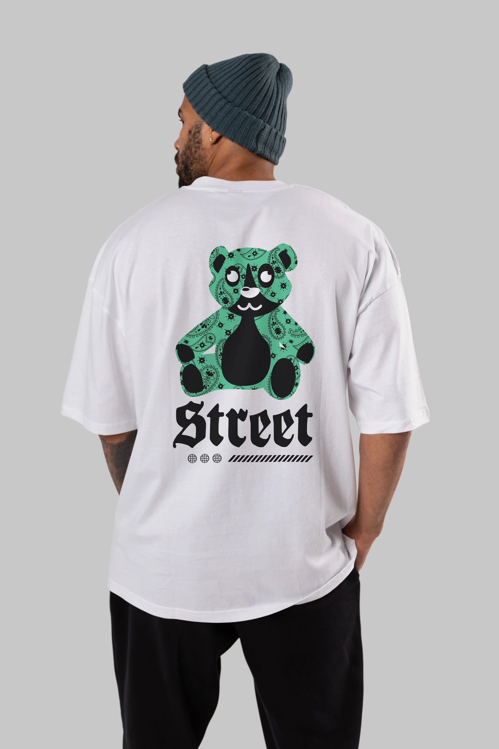 Street Bear Arka Baskılı Oversize t-shirt Erkek Kadın Unisex
