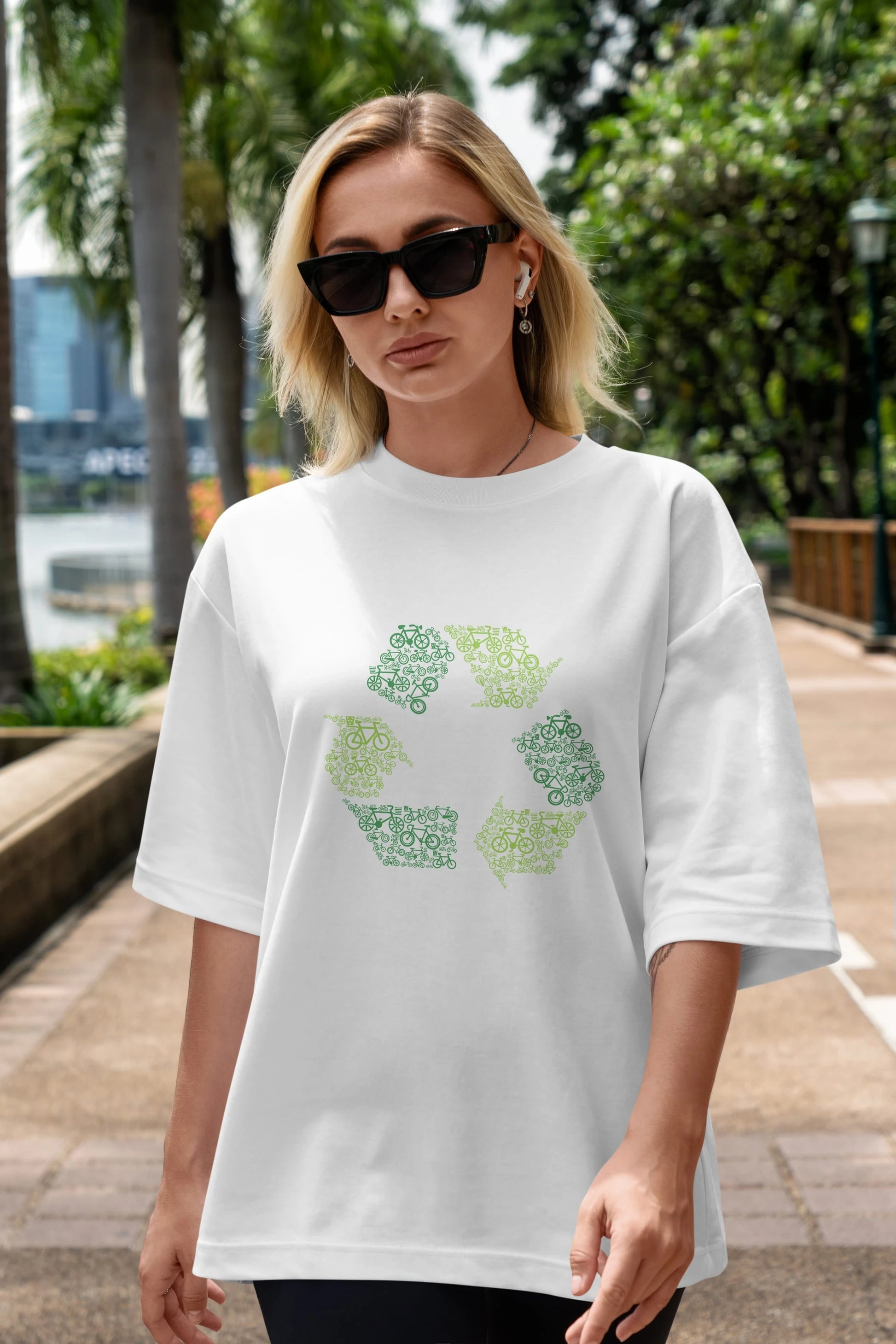 Recycling Ön Baskılı Oversize t-shirt %100 pamuk Erkek Kadın Unisex