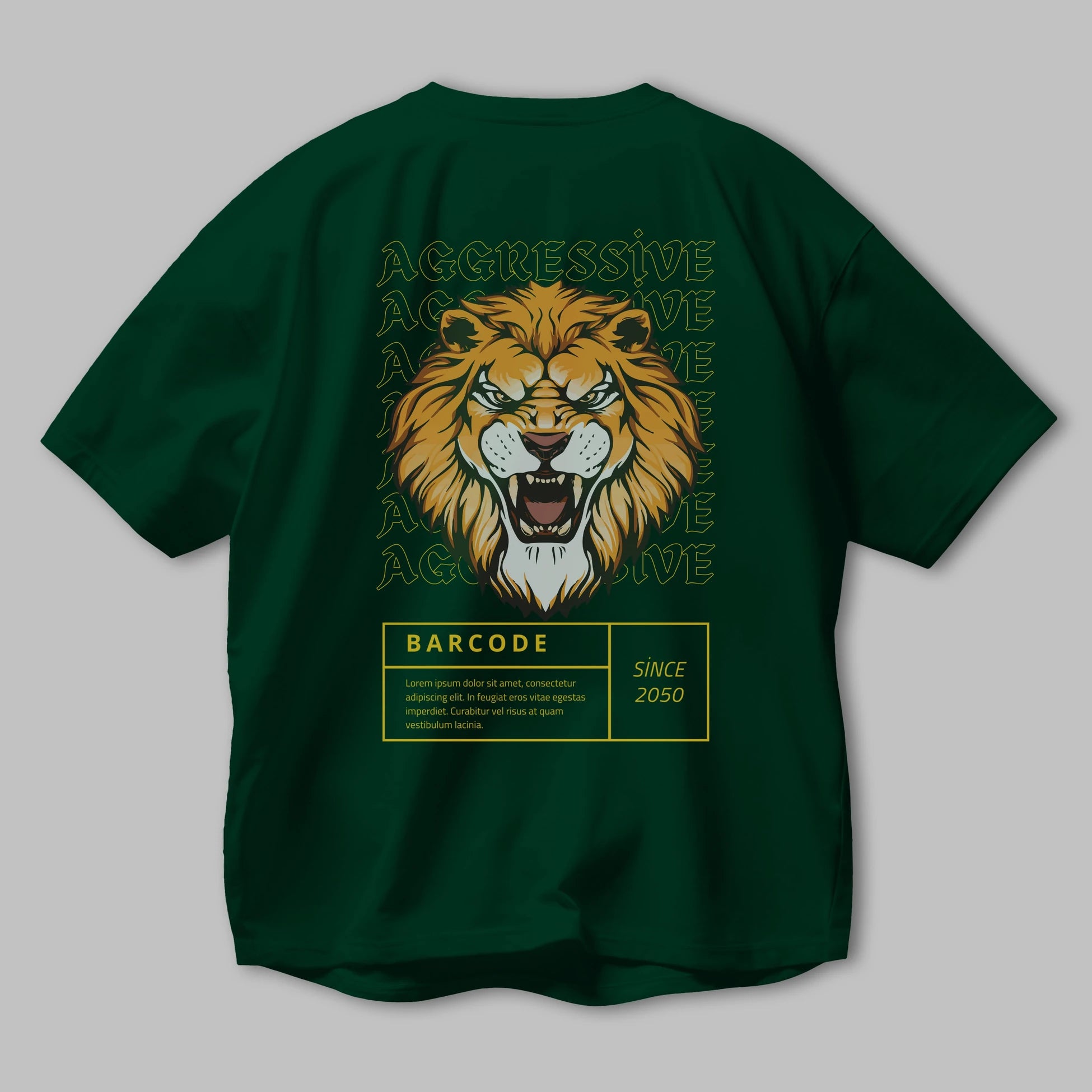 Aggressive Lion Arka Baskılı Oversize t-shirt Erkek Kadın Unisex