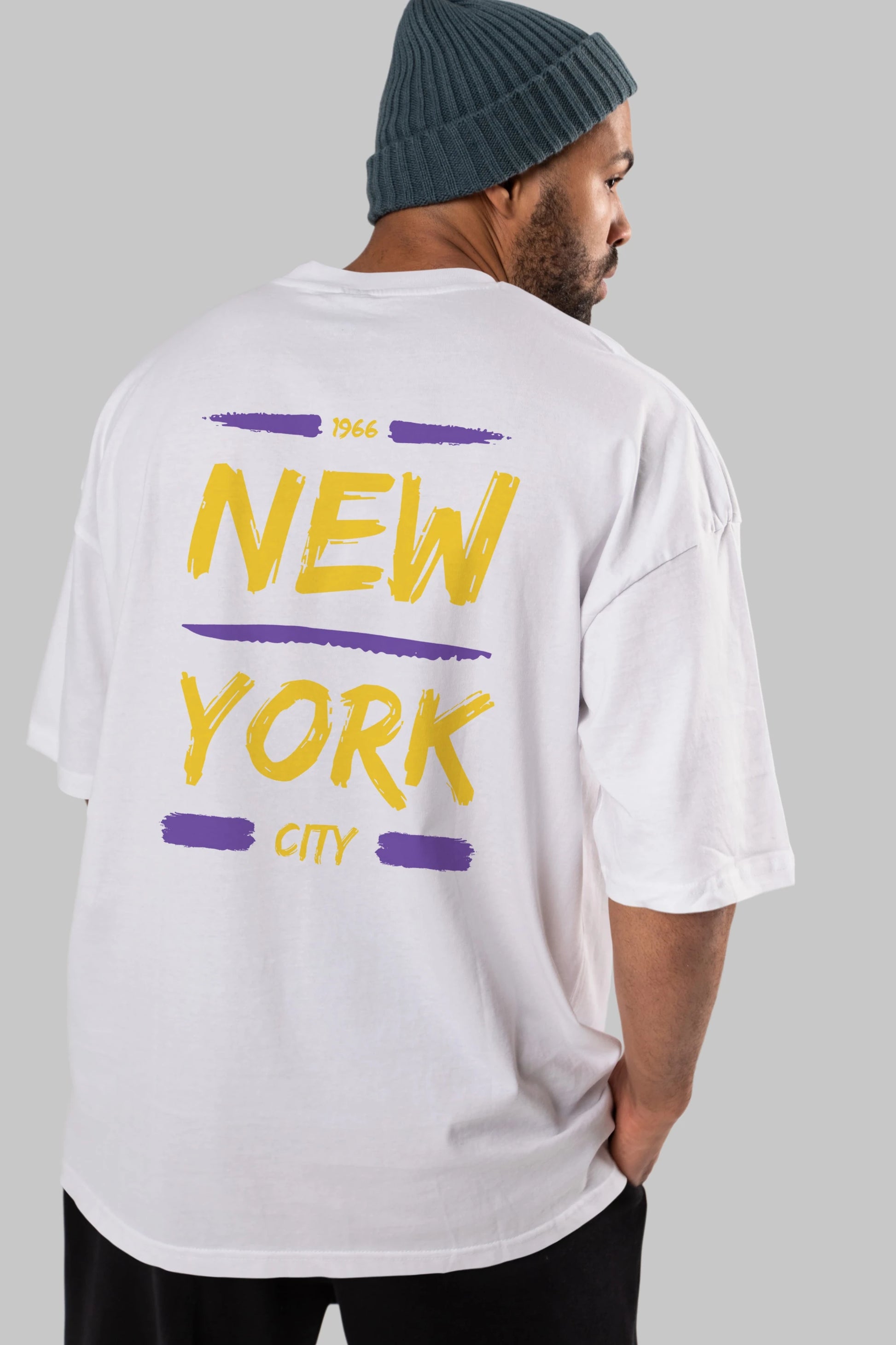 New York City 2 Arka Baskılı Oversize t-shirt Erkek Kadın Unisex