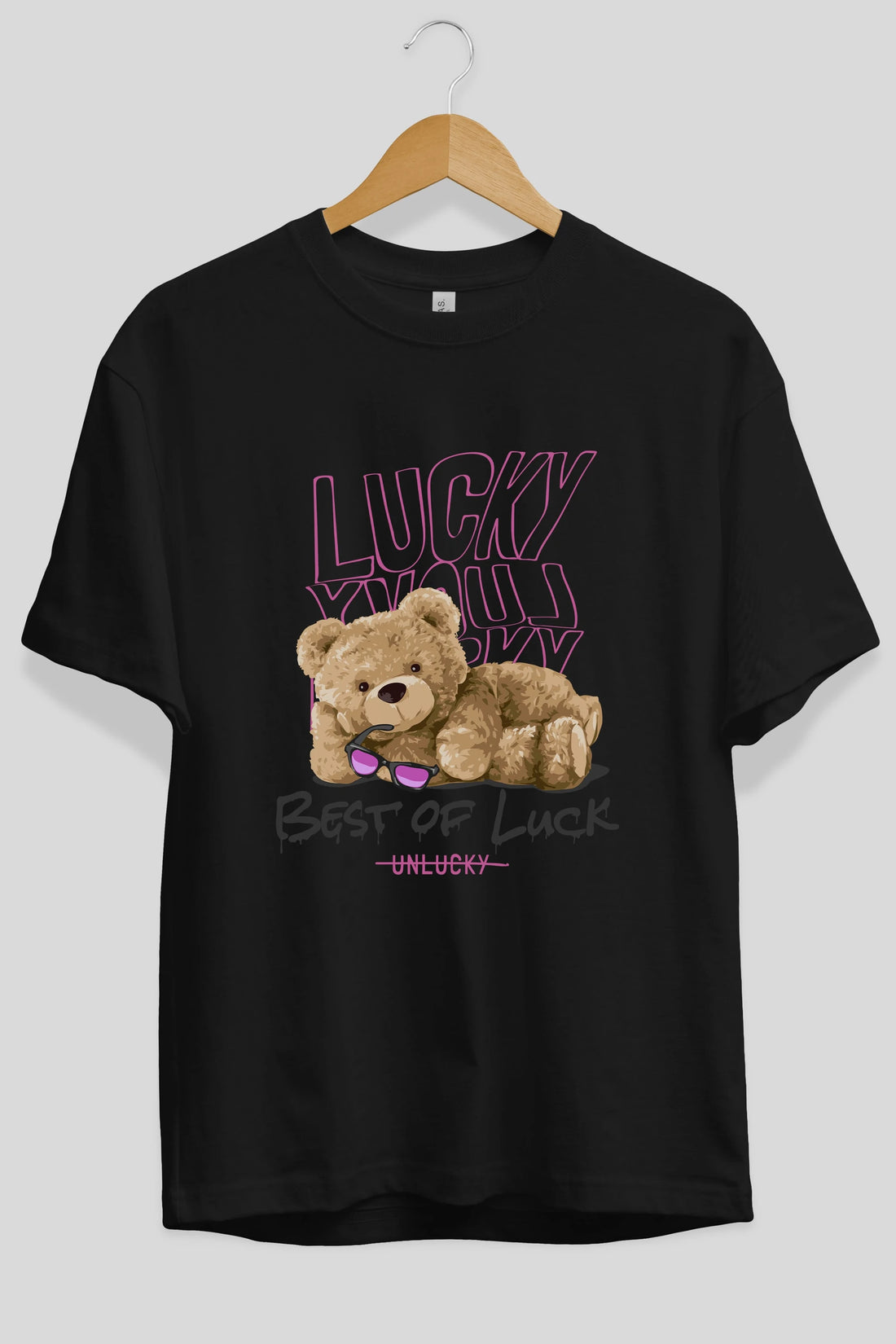 Best of Lucky Bear Ön Baskılı Oversize t-shirt Erkek Kadın Unisex