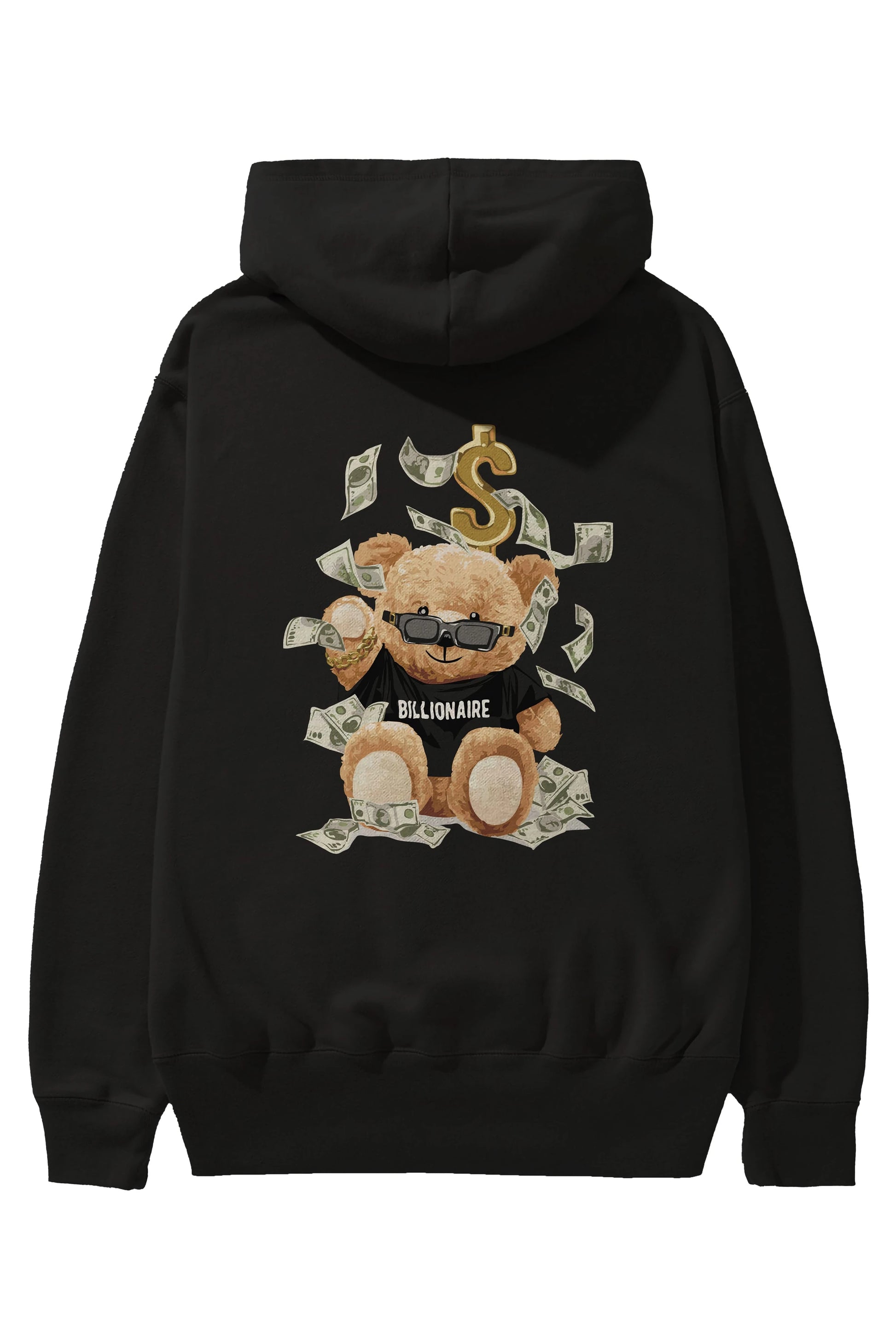 Teddy Bear Billionaire Arka Baskılı Hoodie Oversize Kapüşonlu Sweatshirt Erkek Kadın Unisex