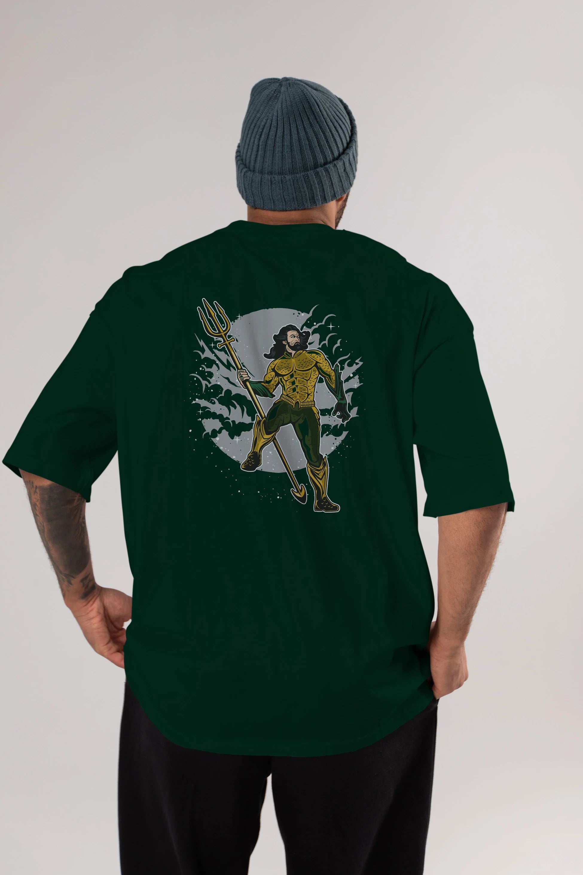 AQUAMAN Arka Baskılı Oversize t-shirt Erkek Kadın Unisex %100 Pamuk