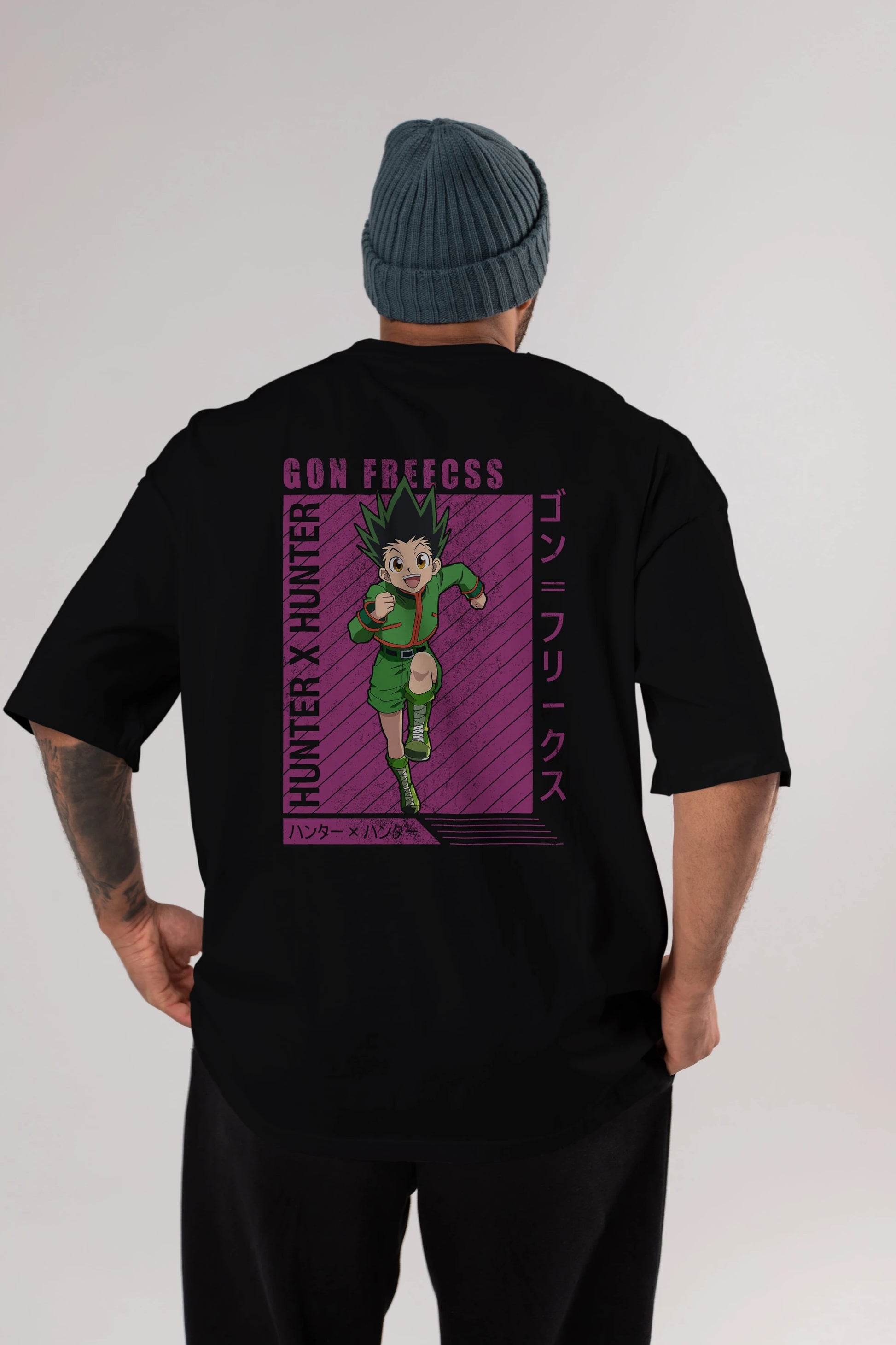 Gon Freecss HUNTER X HUNTER 3 Anime Arka Baskılı Oversize t-shirt Erkek Kadın Unisex