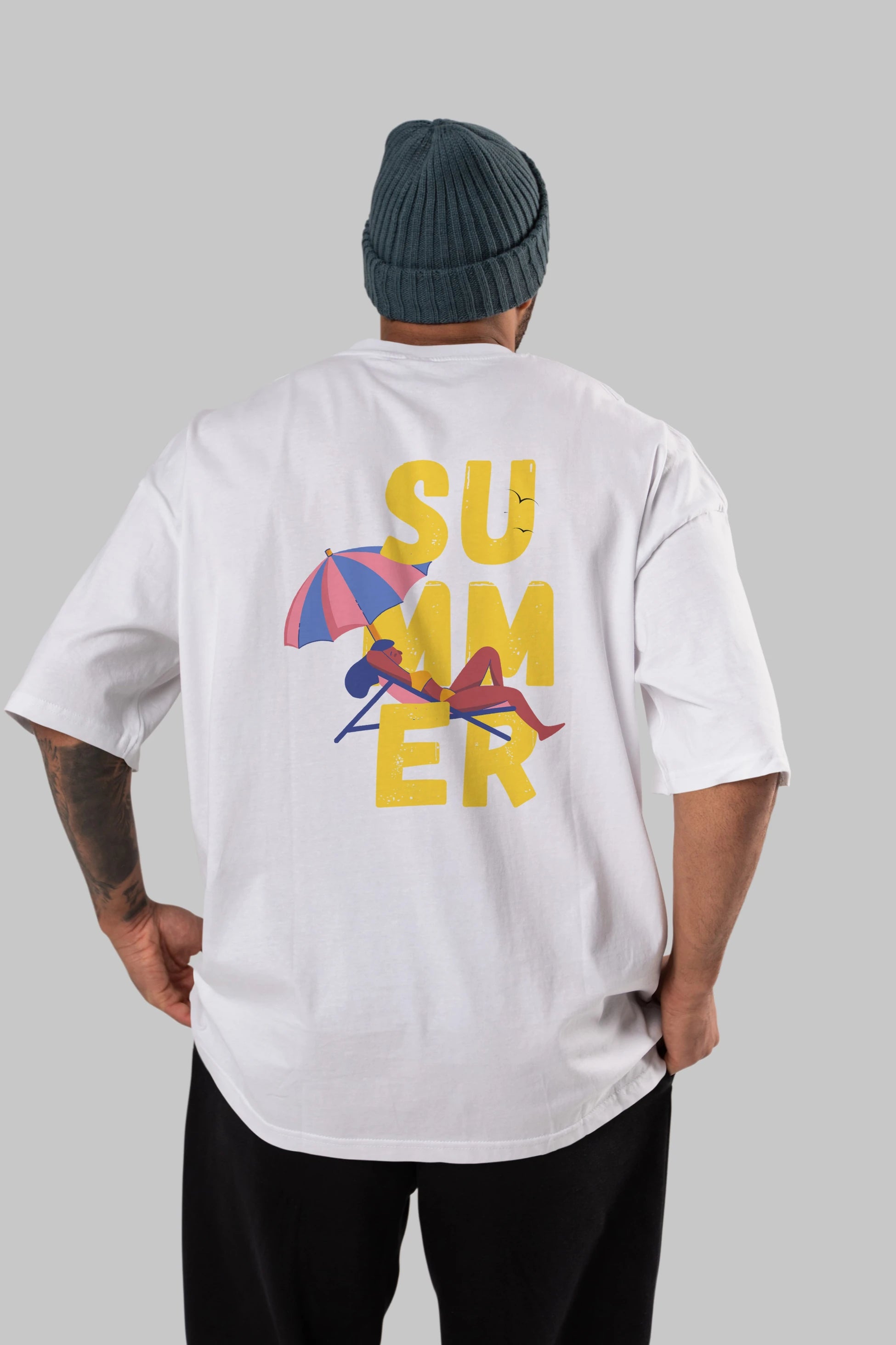 Summer Yazılı Arka Baskılı Oversize t-shirt Erkek Kadın Unisex