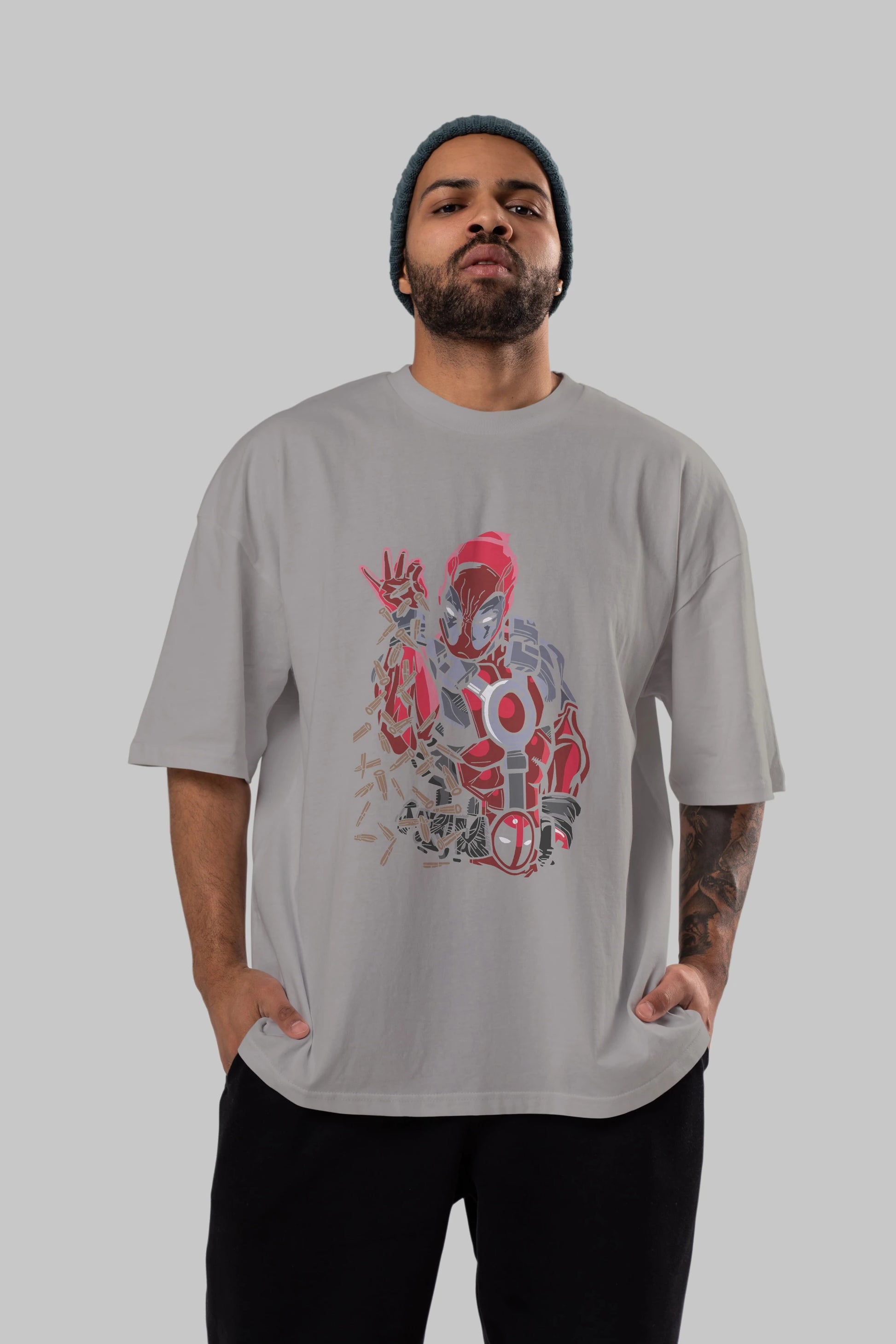 Deadpool (2) Ön Baskılı Oversize t-shirt Erkek Kadın Unisex %100 Pamuk Bisiklet Yaka tişort