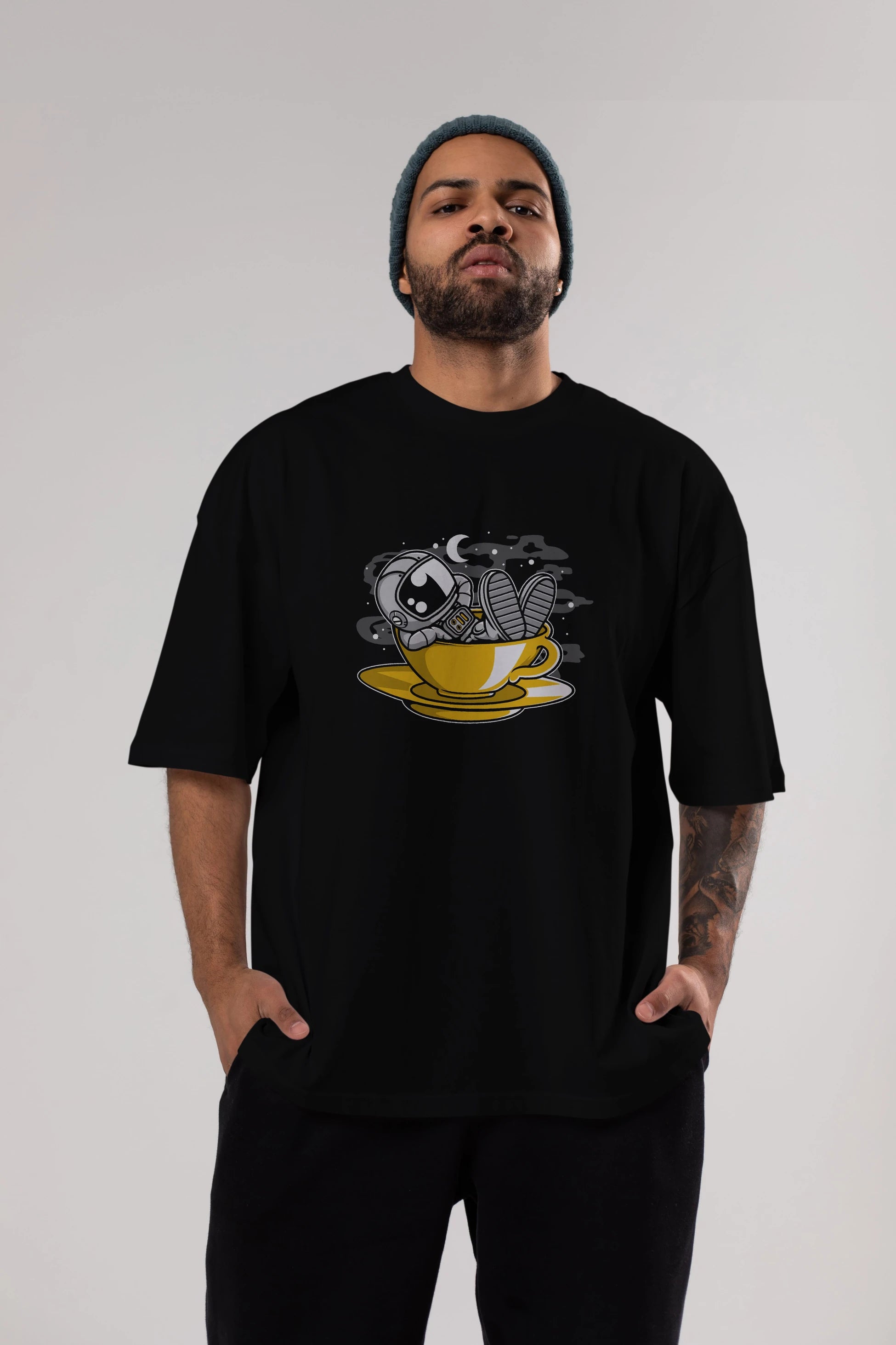 Astronaut Relax Ön Baskılı Oversize t-shirt Erkek Kadın Unisex