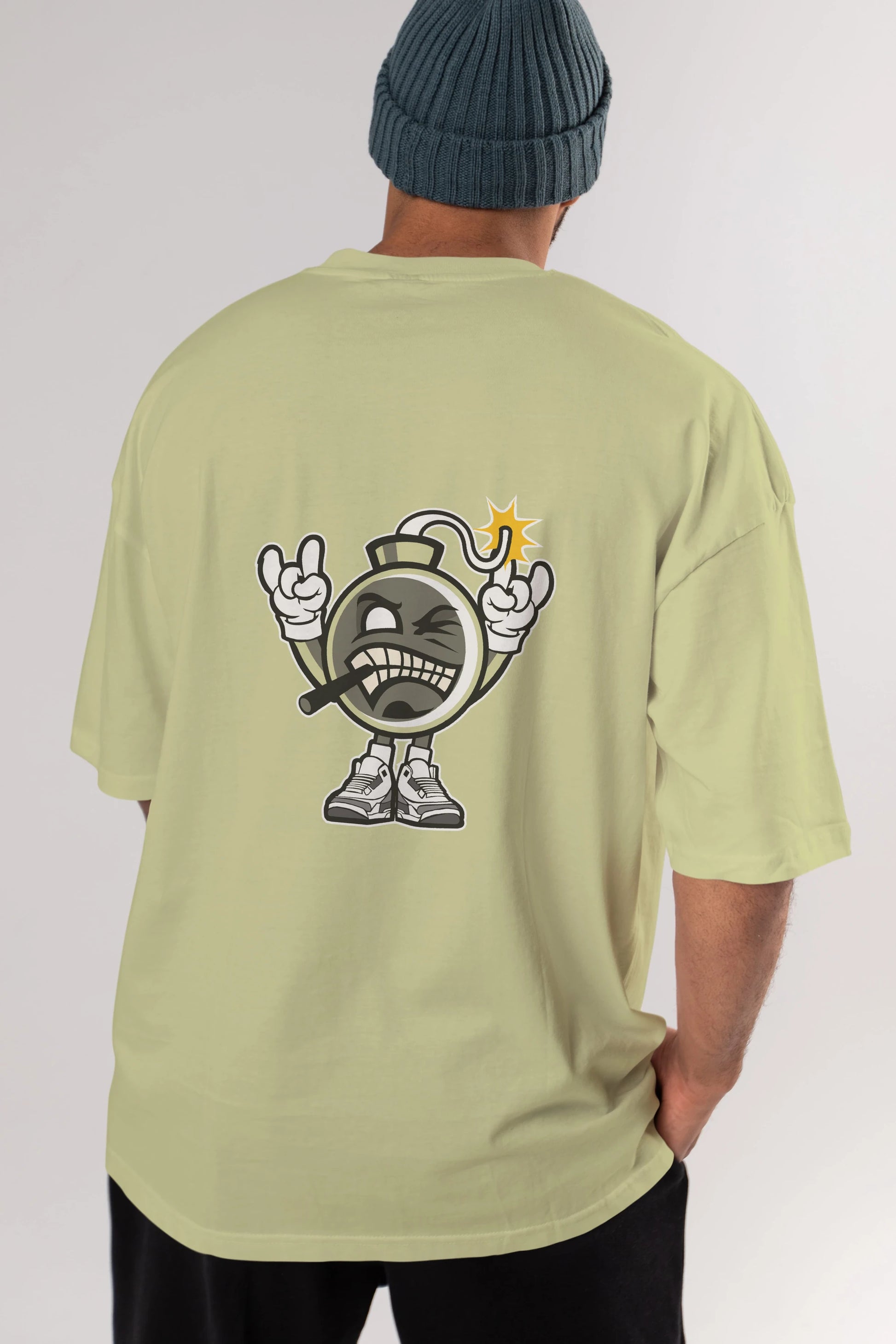 Evil Bomb Arka Baskılı Oversize t-shirt Erkek Kadın Unisex %100 Pamuk tişort