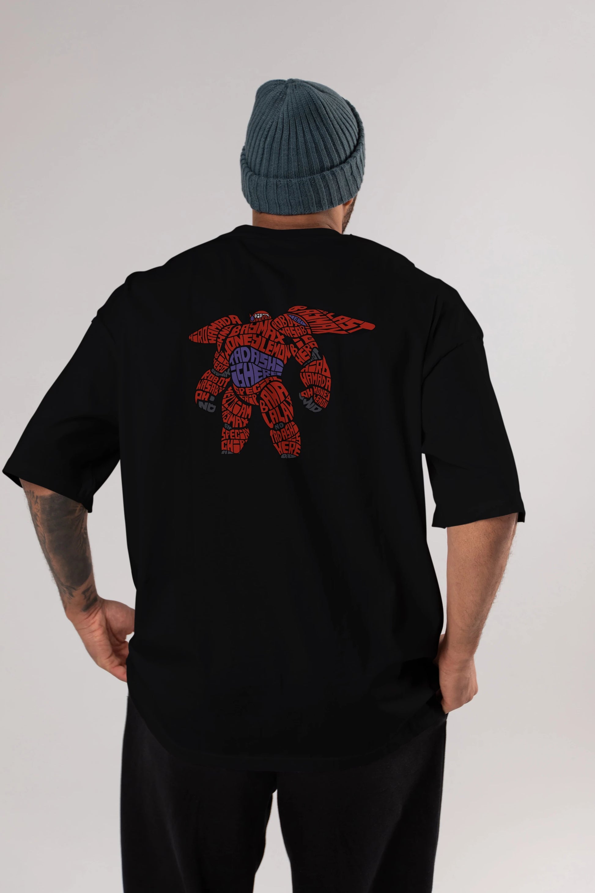 Baymax Arka Baskılı Oversize t-shirt %100 pamuk Erkek Kadın Unisex