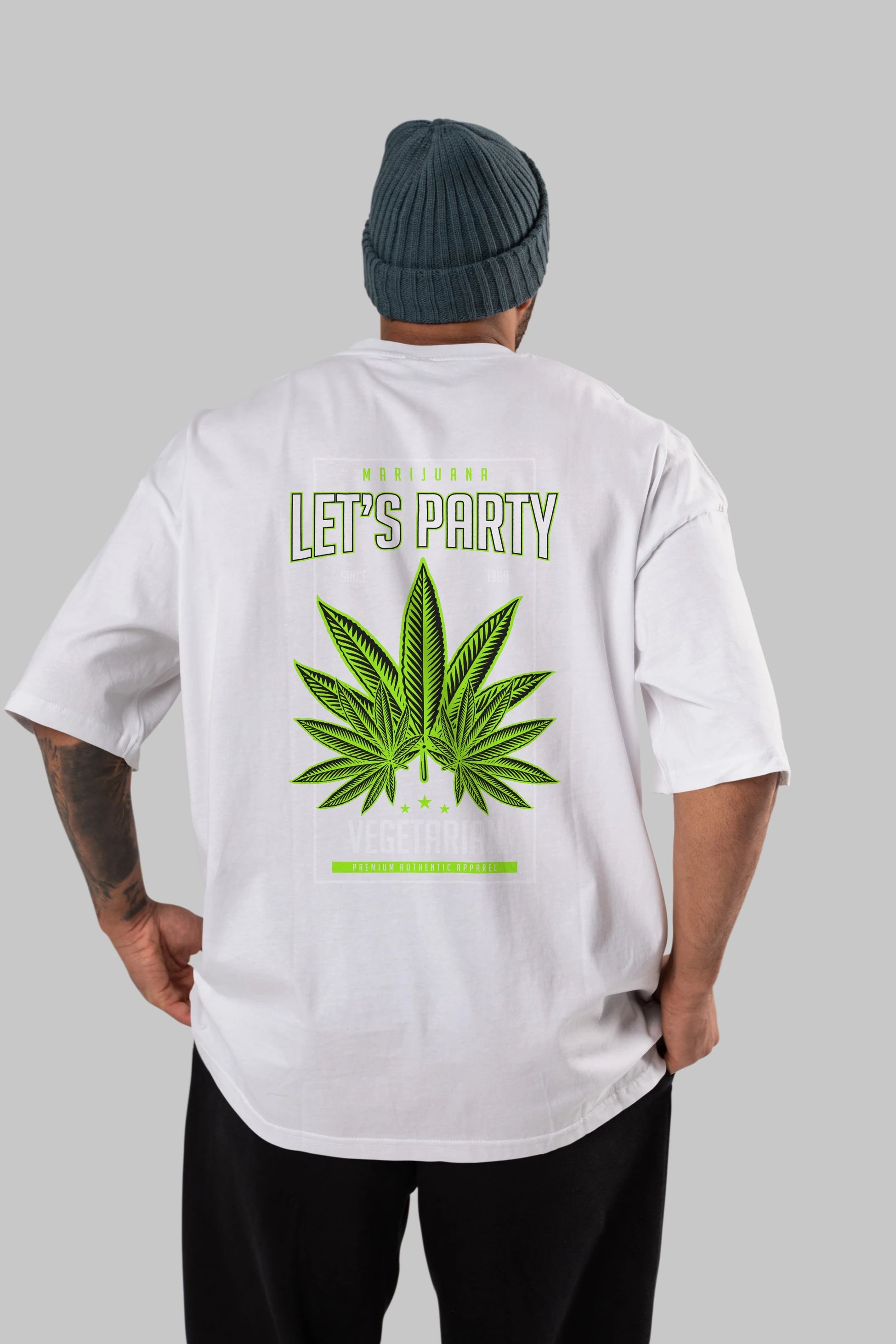 Lets Party Arka Baskılı Oversize t-shirt Erkek Kadın Unisex