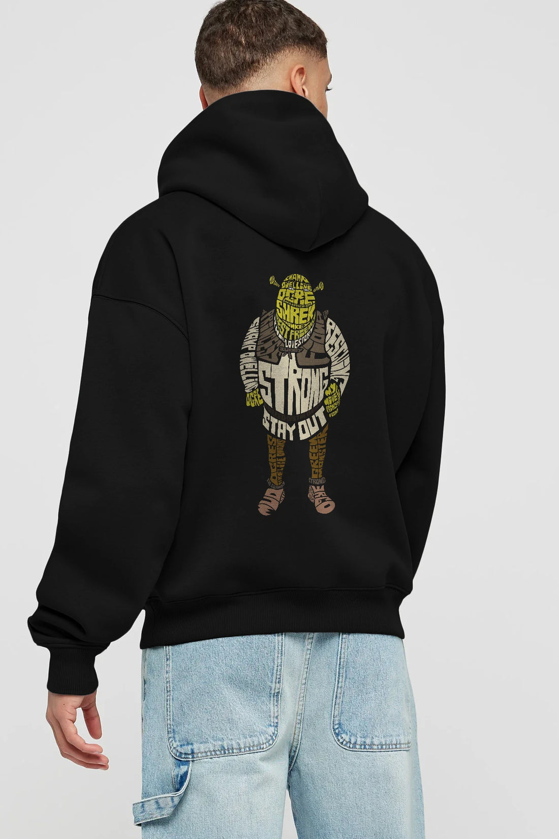 Shrek Arka Baskılı Hoodie Oversize Kapüşonlu Sweatshirt Erkek Kadın Unisex