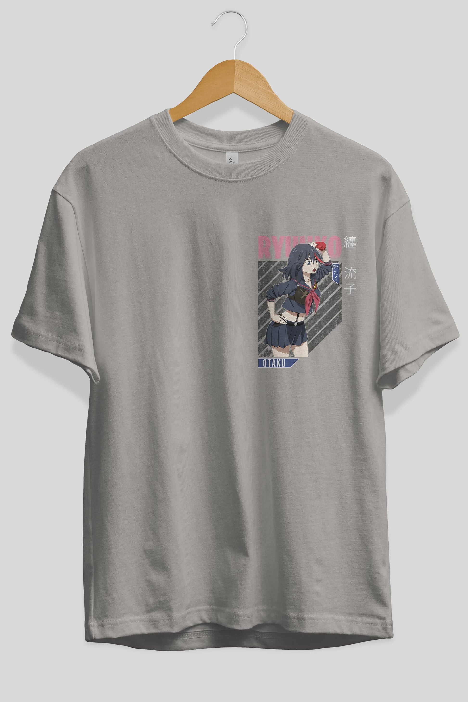 Ryuuko Matoi 6 Ön Sol Baskılı Oversize t-shirt Erkek Kadın Unisex %100 Pamuk Bisiklet Yaka tişort