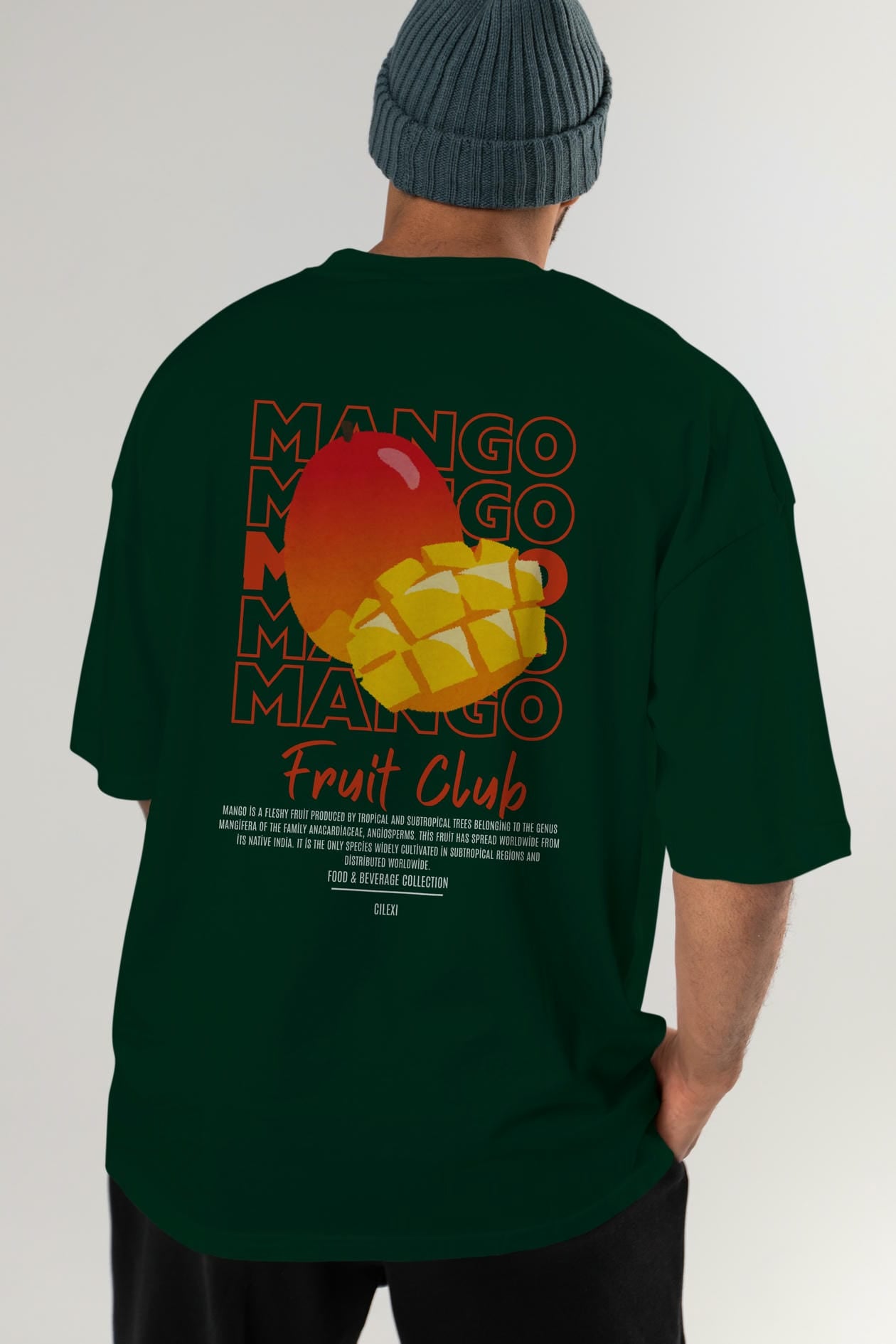 Mango Arka Baskılı Oversize t-shirt Erkek Kadın Pamuk Bisiklet Yaka tişort