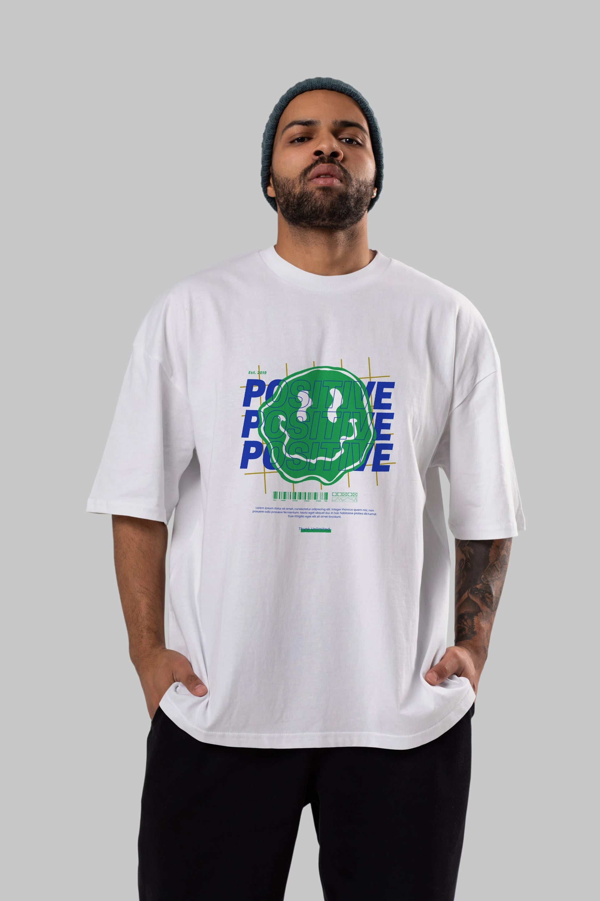 Positive 2 Ön Baskılı Oversize t-shirt Erkek Kadın Unisex