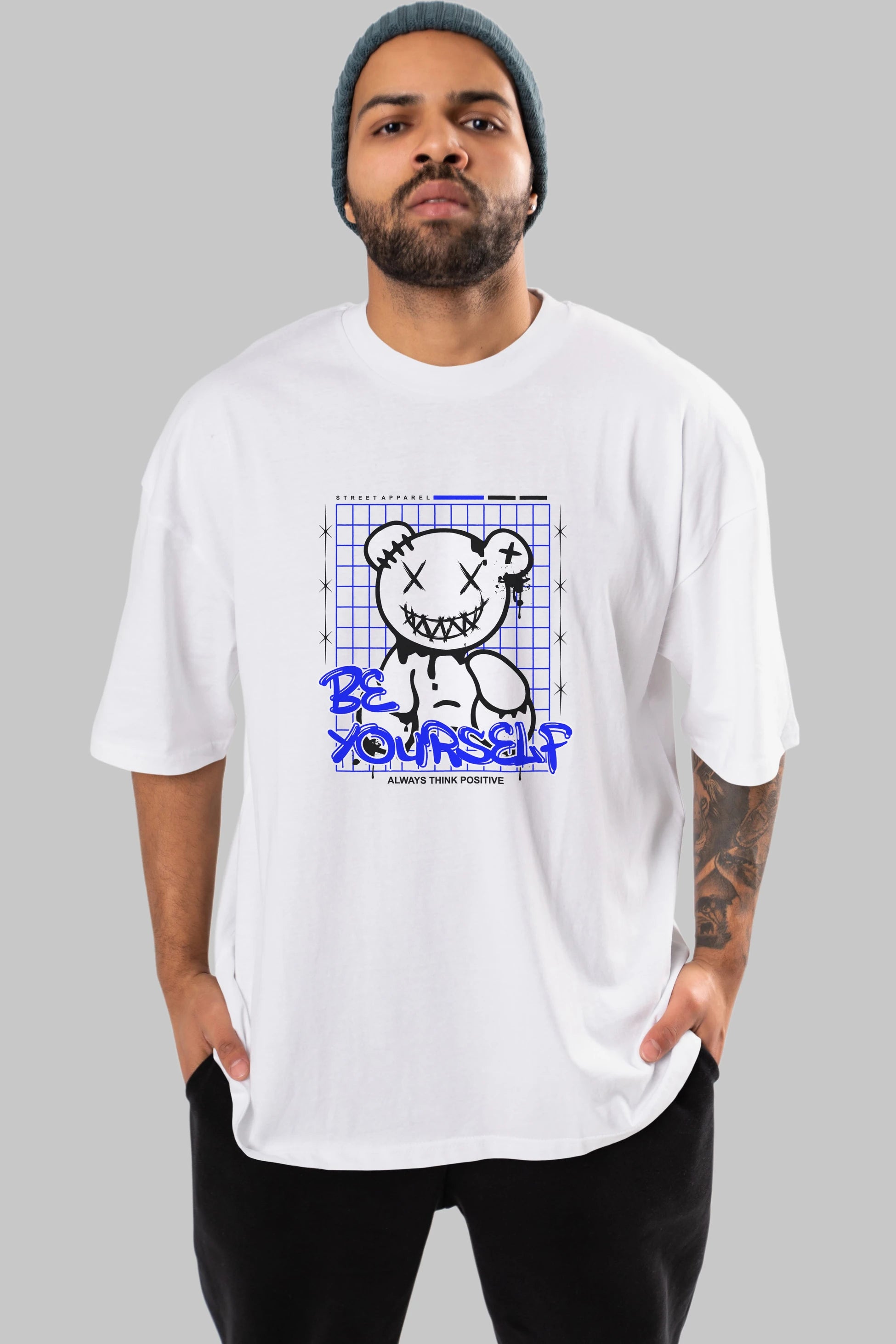 Teddy Bear Be Yourself Ön Baskılı Oversize t-shirt Erkek Kadın Unisex