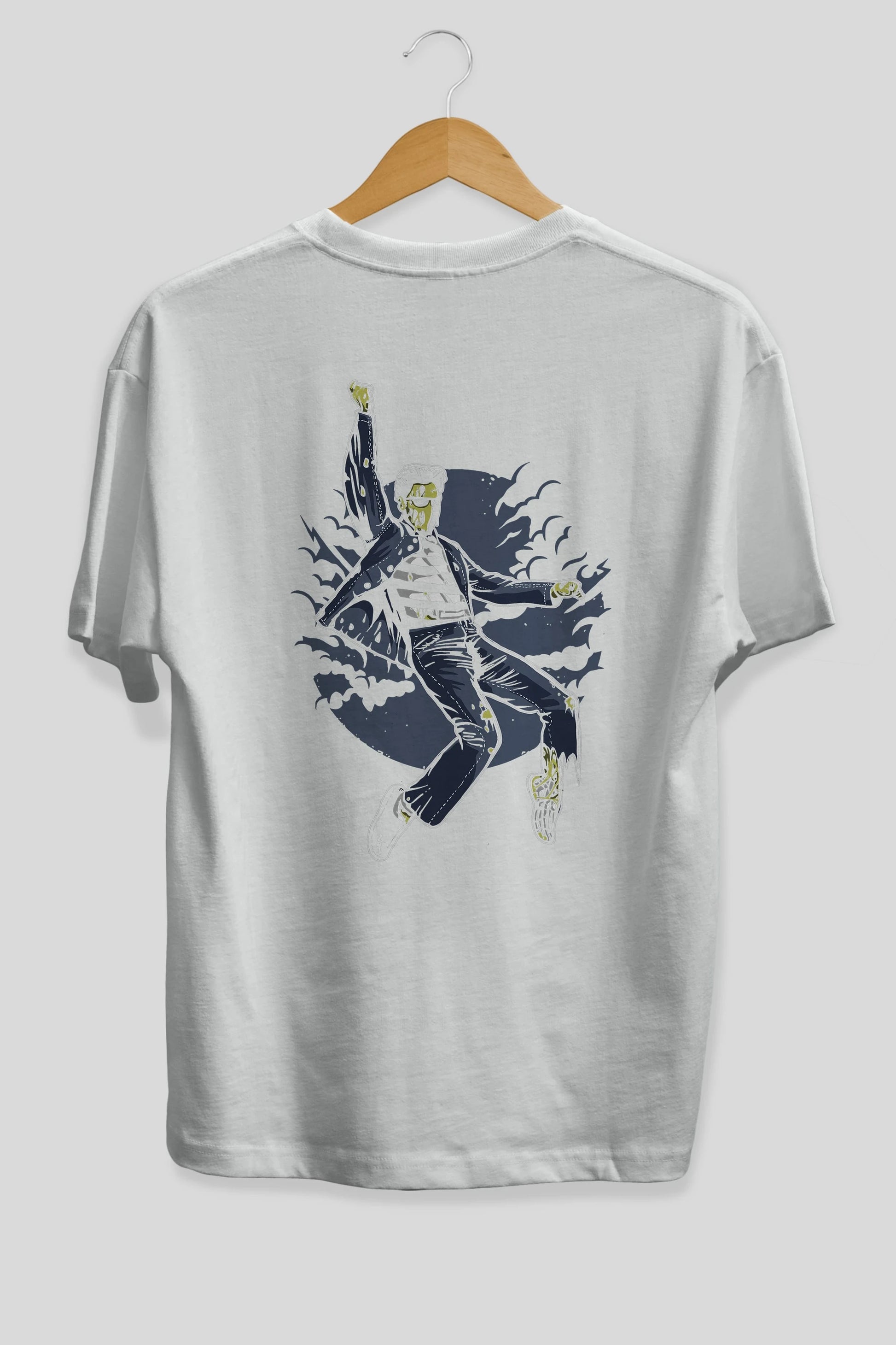 Zombie King Arka Baskılı Oversize t-shirt Erkek Kadın Unisex %100 Pamuk